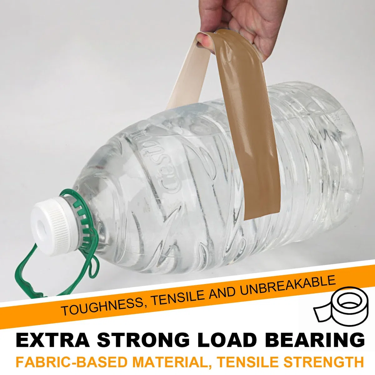 Nastro Gaffer di Tessuto 25mm x 20m Marrone - Extra Forte Impermeabile Strappabile per Riparazioni e Sigillatura