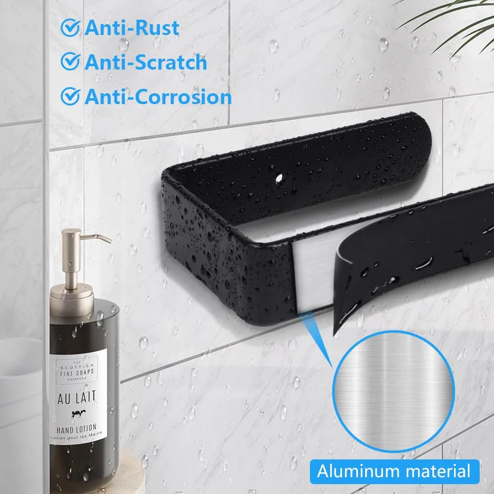 Portasciugamani Bagno Nero, Impermeabile, Antiruggine, Resistente all'Olio, Bagno Portasciugamani 30CM in Alluminio con Materiali di Installazione Inclusi, 2 Metodi di Installazione