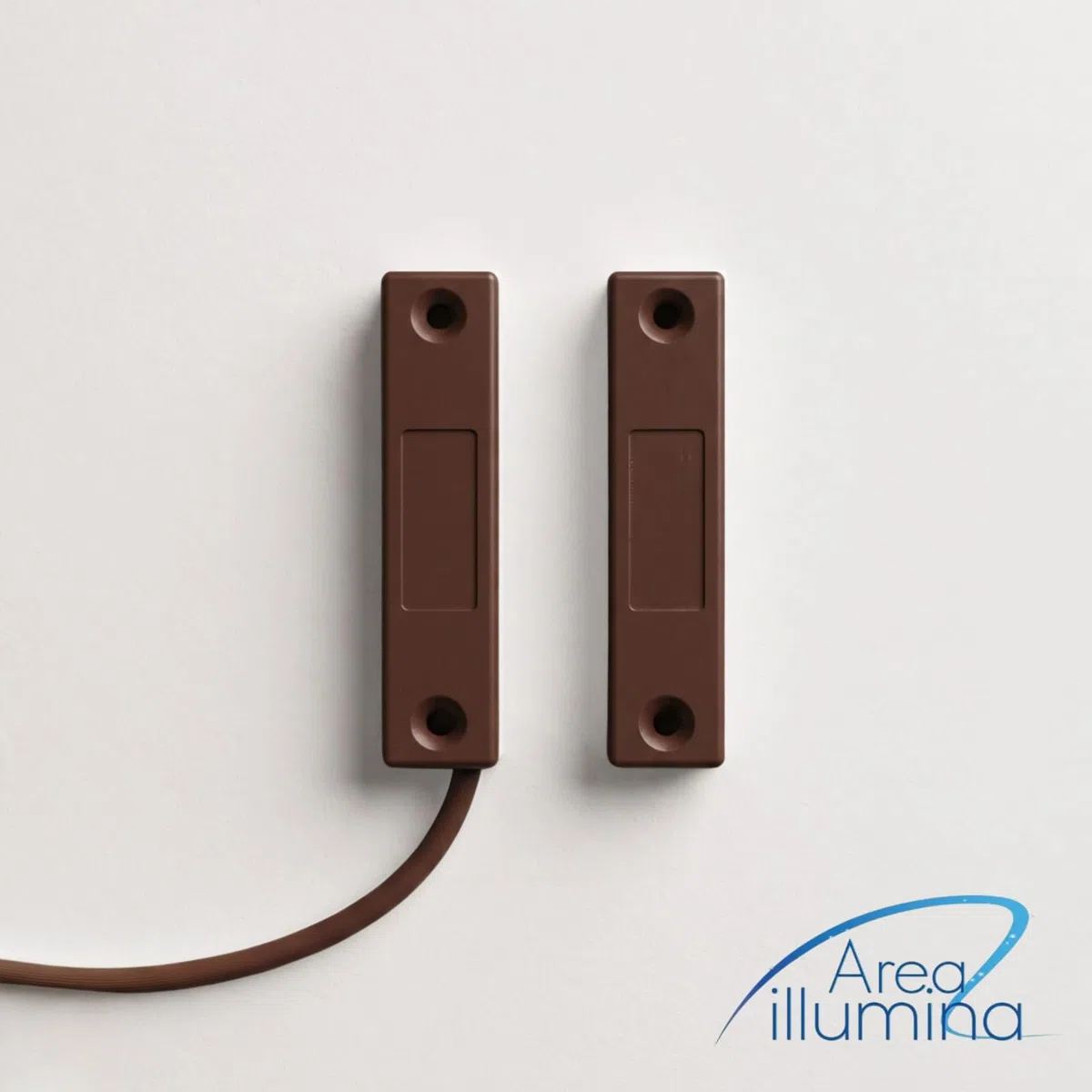Contatto Magnetico a Scomparsa per Porte e Finestre, Bianco o Marrone, Termoplastico, 53mm, Cavo 1,2m (Marrone)