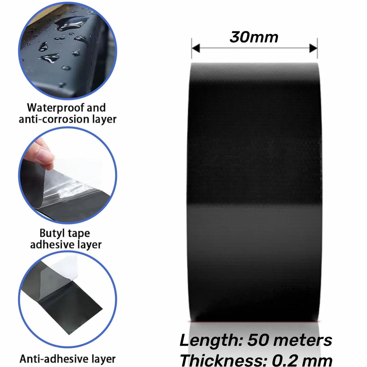 2x Nastro Telato Super Resistente, Nastro Telato, Nastros Telatos Rinforzato, Utile per Riparazioni Generiche Tubi Di Gomma E Plasticae E Lavori Fai Da Te, Impermeabile, Resistente, 30 mm x 50 m, Nero