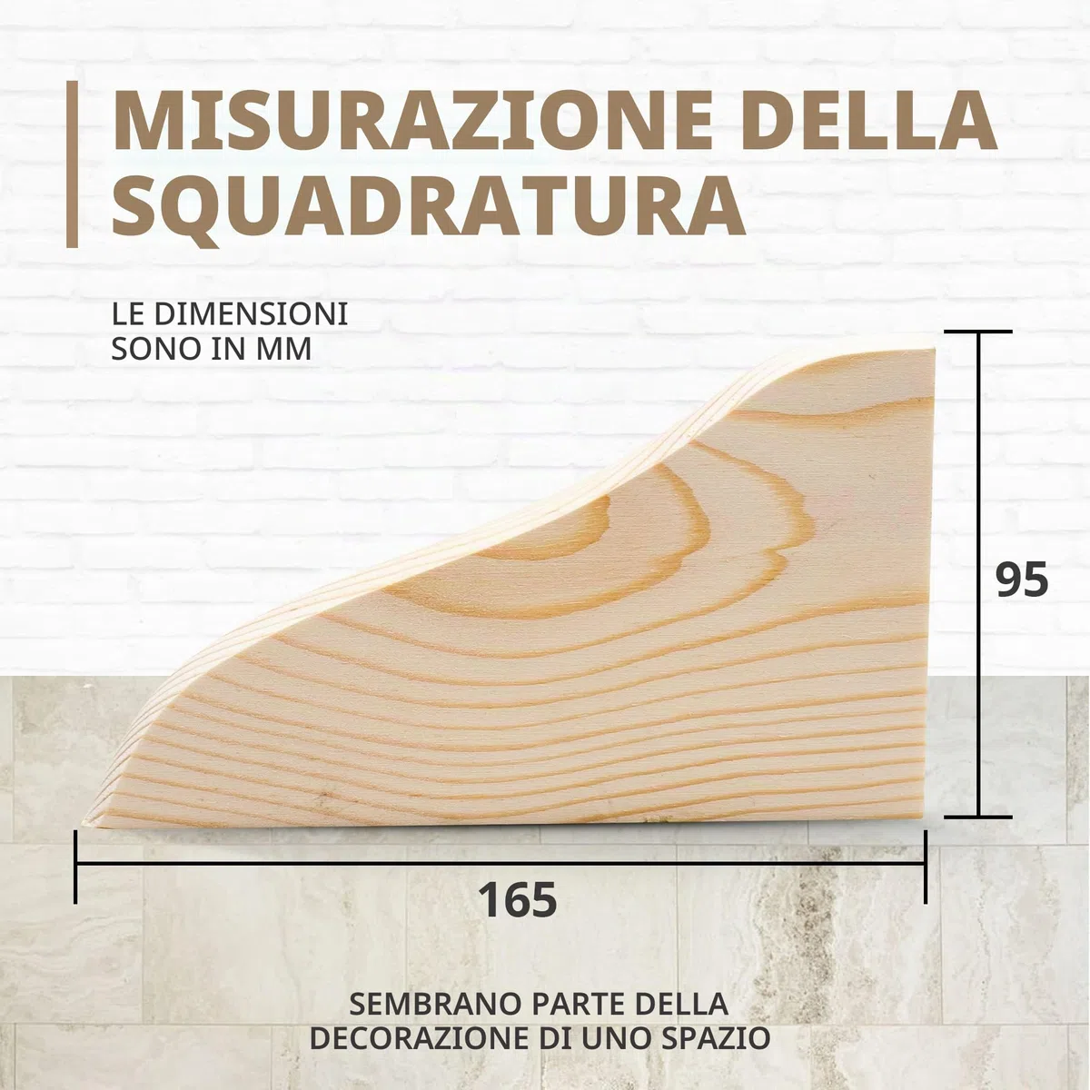 DOJA Barcelona | Staffa Mensola Legno | Piana | 2 pz | Reggimensola Legno a Muro per Scaffale 165x95 | Staffa Angolare per Scaffalatura | Staffa Triangolare Reggimensole per Scaffali Salone, Cucina…