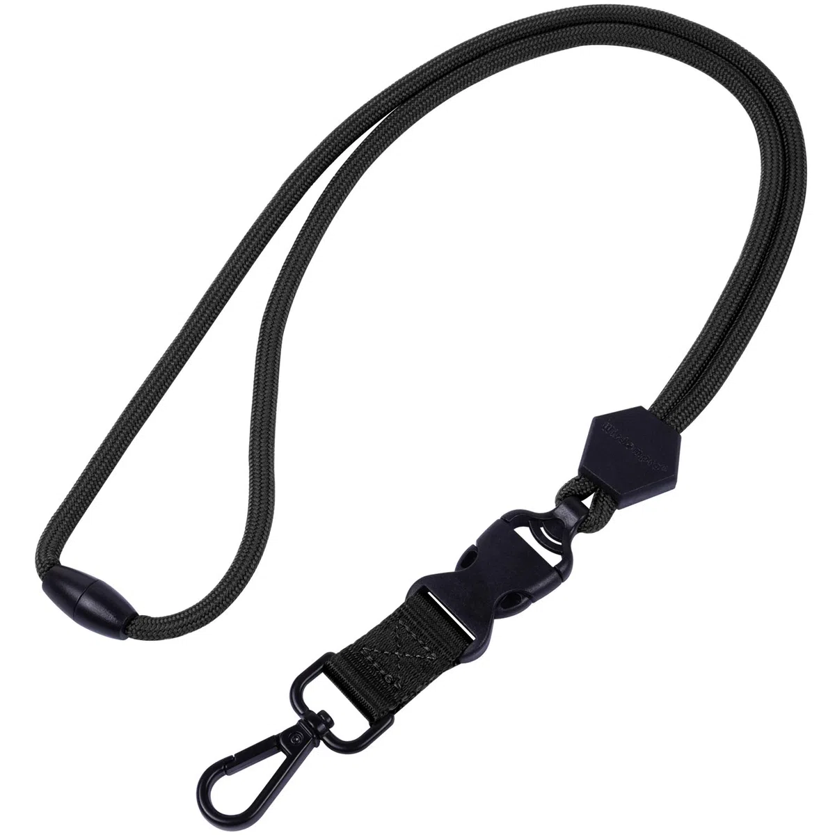 Wisdompro 58,4 cm robusto cordino rotondo con chiusura di sicurezza per porta badge e chiavi, Nero , 23 Zoll