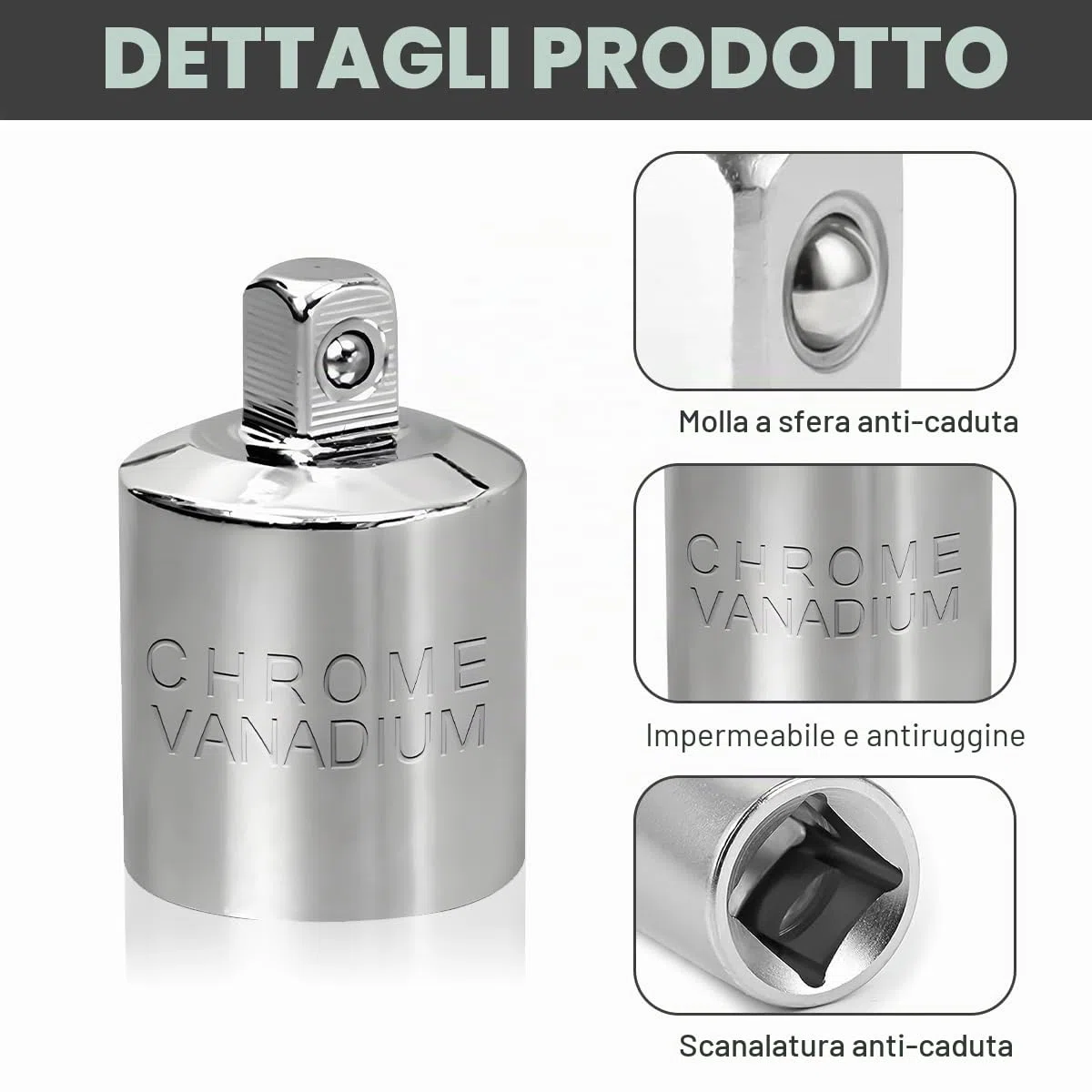 6 Pezzi Set di Adattatori per Bussole,Adattatori per Chiavi a Bussola,Adattatore per Chiave a Cricchetto,da 1/2" à 1/4", da 1/2" a 3/8", da 1/4" à 1/2", da 1/4" a 3/8", da 3/8" a 1/2", da 3/8" a 1/4"