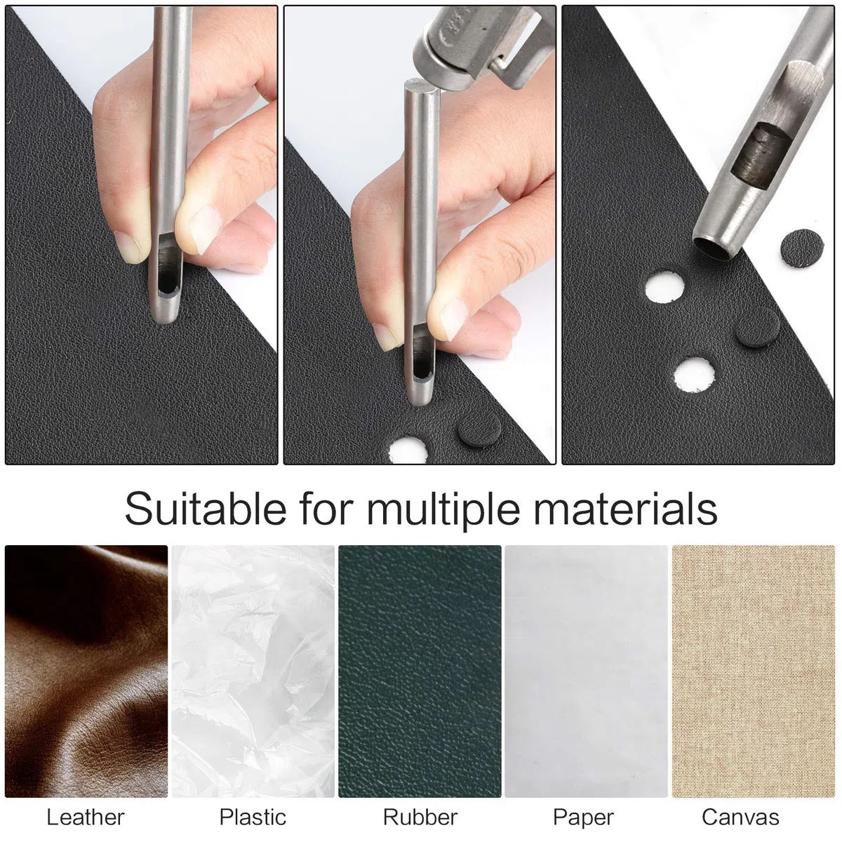 15 Pezzi Punzone Rotondo in Acciaio 45 Perforatore Cavo per Pelle Gomma Plastica Carta Punch Rotondo per Cuoio Fustelle per Fori Circolari con 15 Diverse Dimensioni