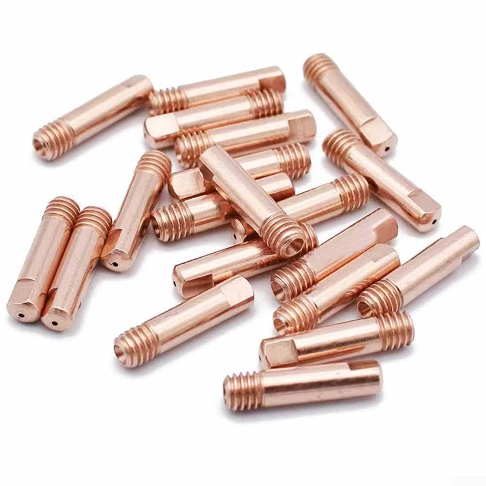 Set di 40 punte per saldatura in rame per saldatrici MIG MAG 15AK con ugelli da 0,8 mm, 0,9 mm, 1,0 mm, filettatura M6, lunghezza 25 mm, diametro 6 mm