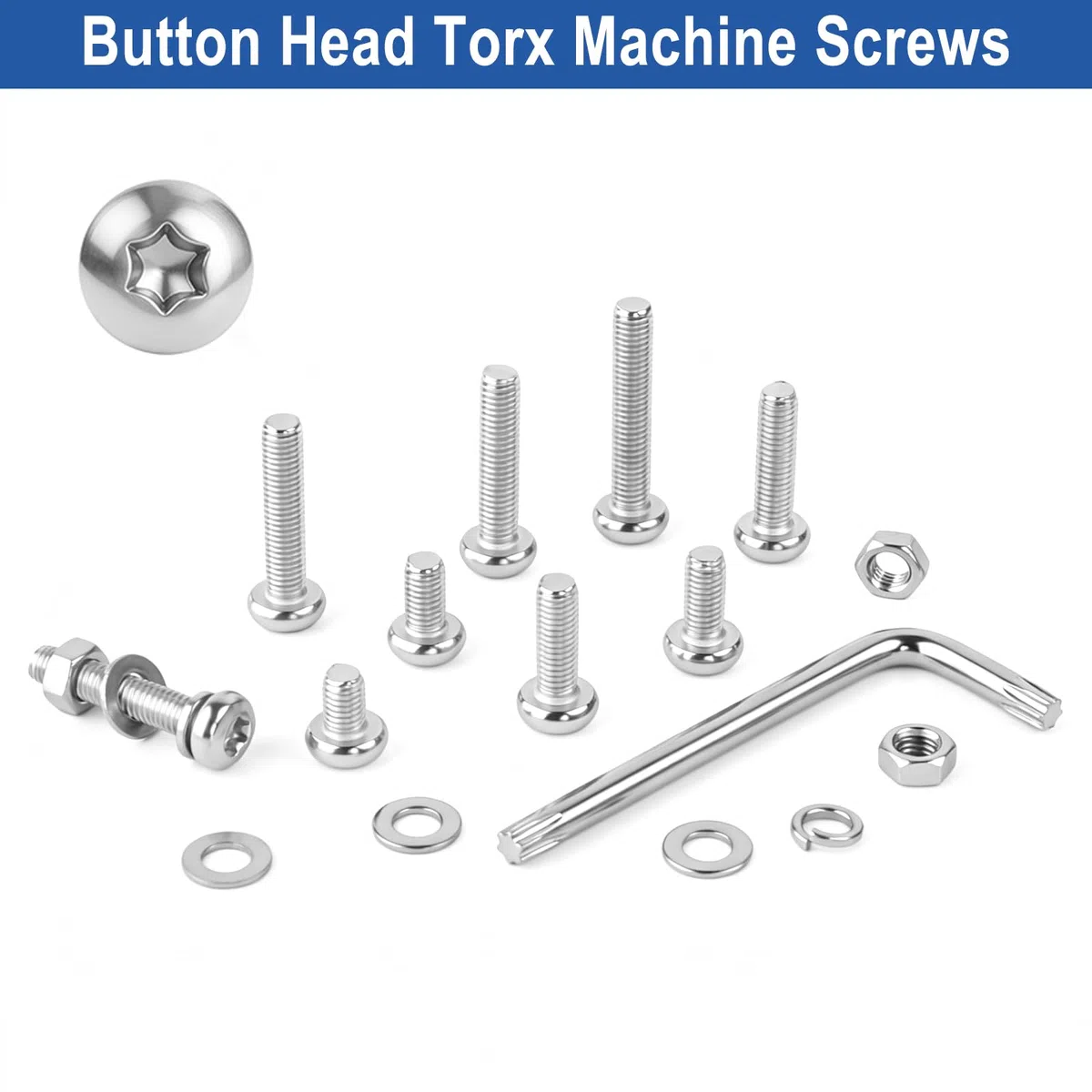 Set di viti Torx M4, 480 pezzi, in acciaio inox 304, viti a testa svasata, viti a testa tonda, viti a macchina, dadi e rondelle, assortimento di punte T20