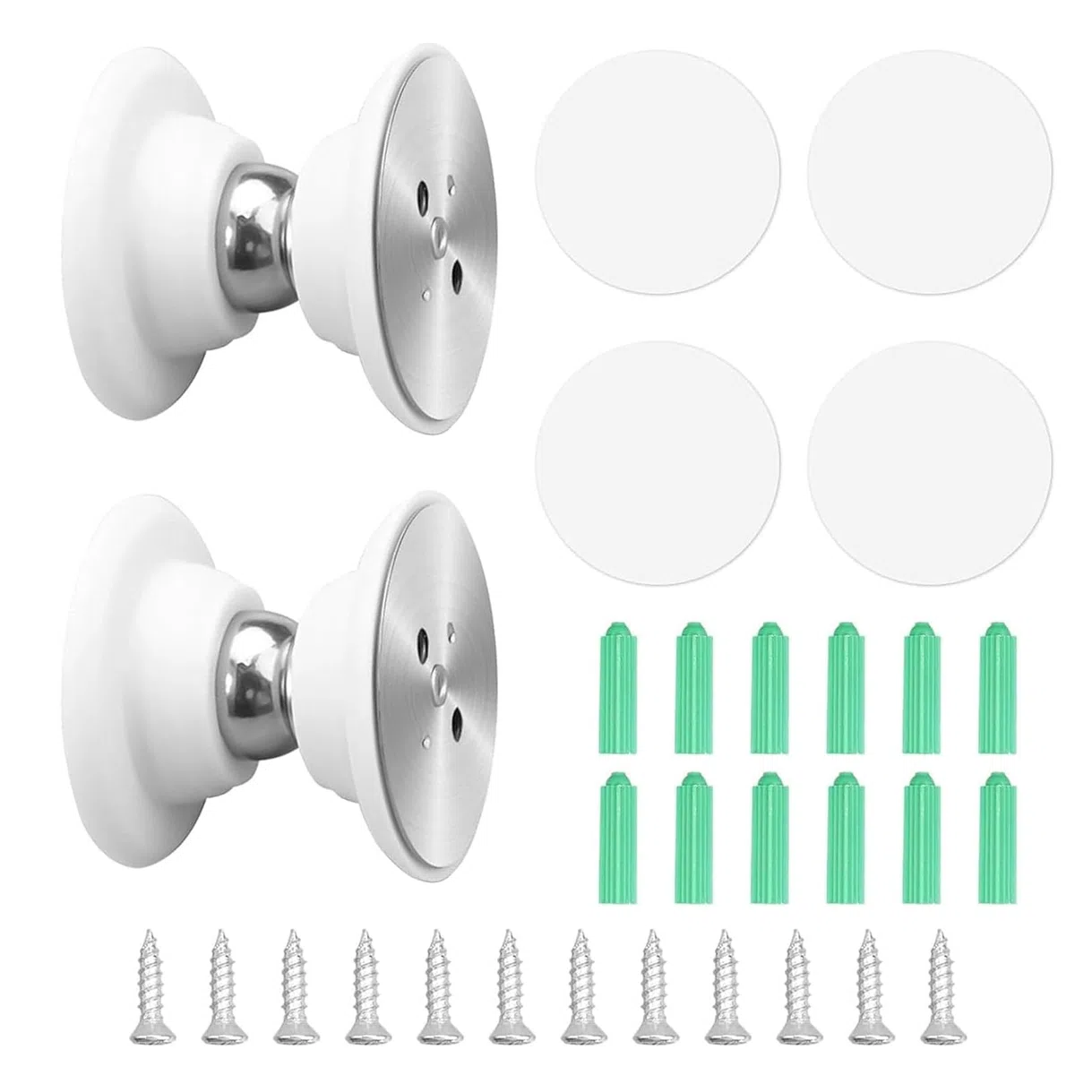 2 Pezzi Fermaporta Magnetico per Camper Bianco Magnetiche Door Holder Ferma Porta da Muro con Viti e Adesivo per Roulotte Barca Auto Scomparti Camper Porta di Sicurezza