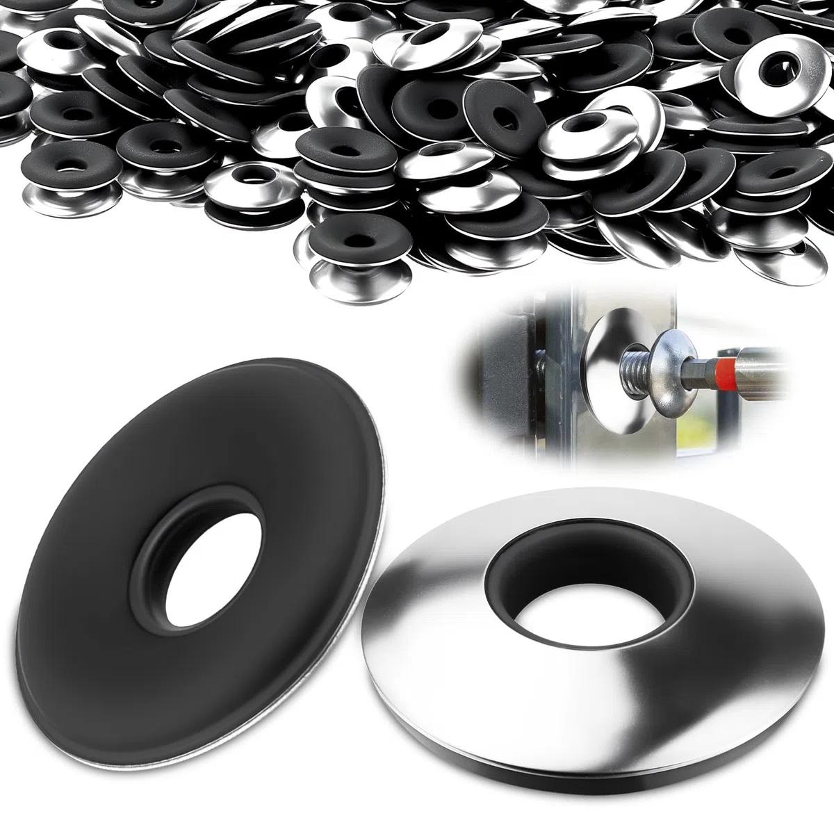 60 Pezzi Rondelle in Gomma in Acciaio Inox 304 M4,2x12 mm Rondelle di Tenuta con Guarnizione EPDM Piatte per Viti Autofilettanti e Viti Idrauliche