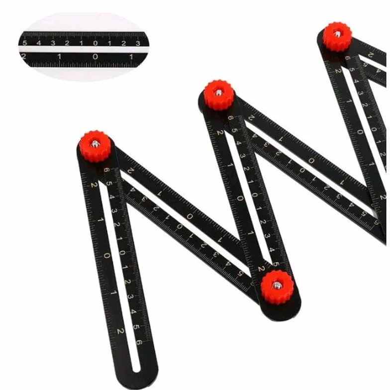 TOPWAY Righello di Misurazione Multi Angolo in Lega di Alluminio 12 Lati, Dima Angolare Strumento per Piastrelle con foro per Costruttori, Artigiani, Falegnami