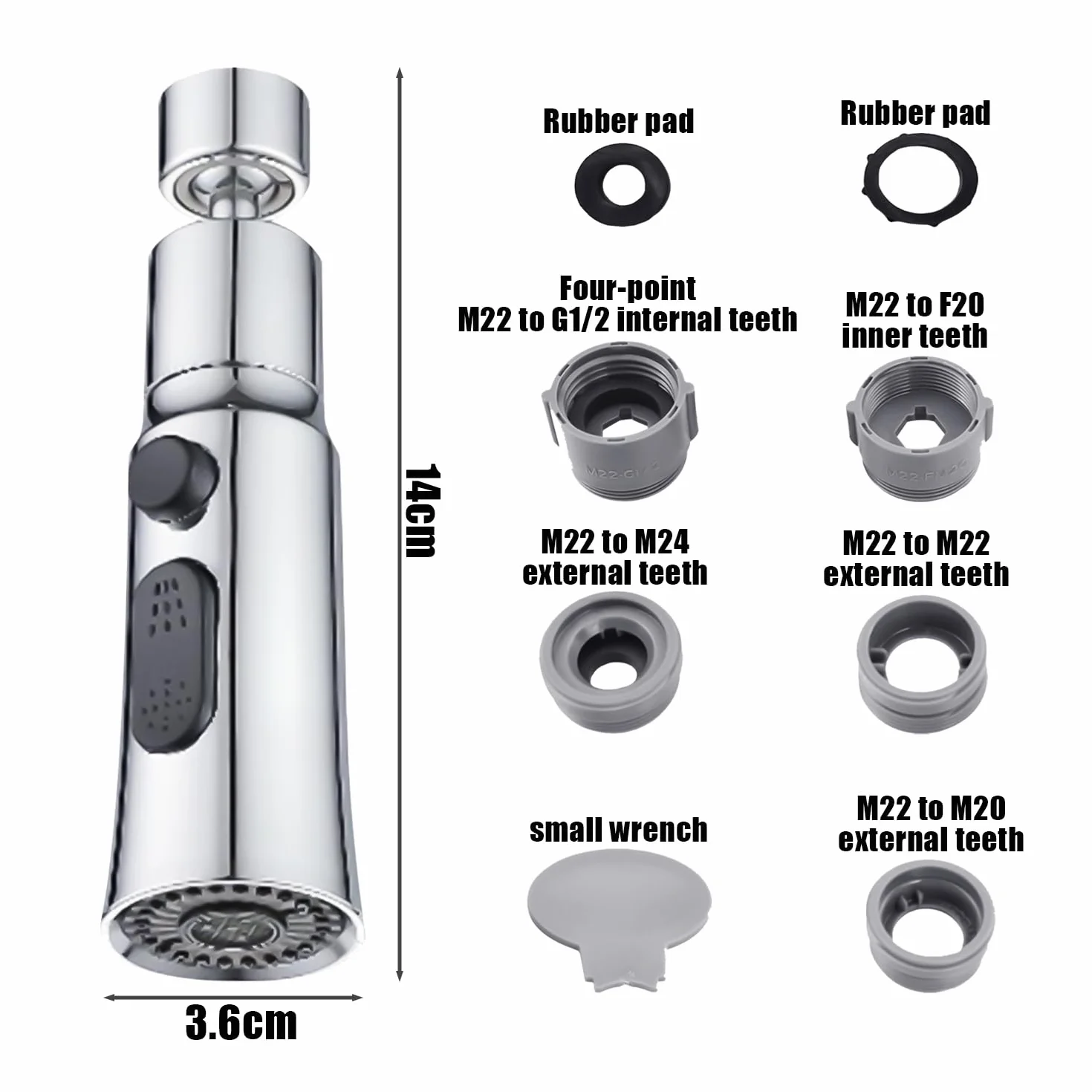 1 prolunga per rubinetto, con 1 set di adattatori, testa spruzzatore per rubinetto, adattatore per rubinetto, paraspruzzi per rubinetto, accessori per rubinetto, accessori rotanti, adatto per