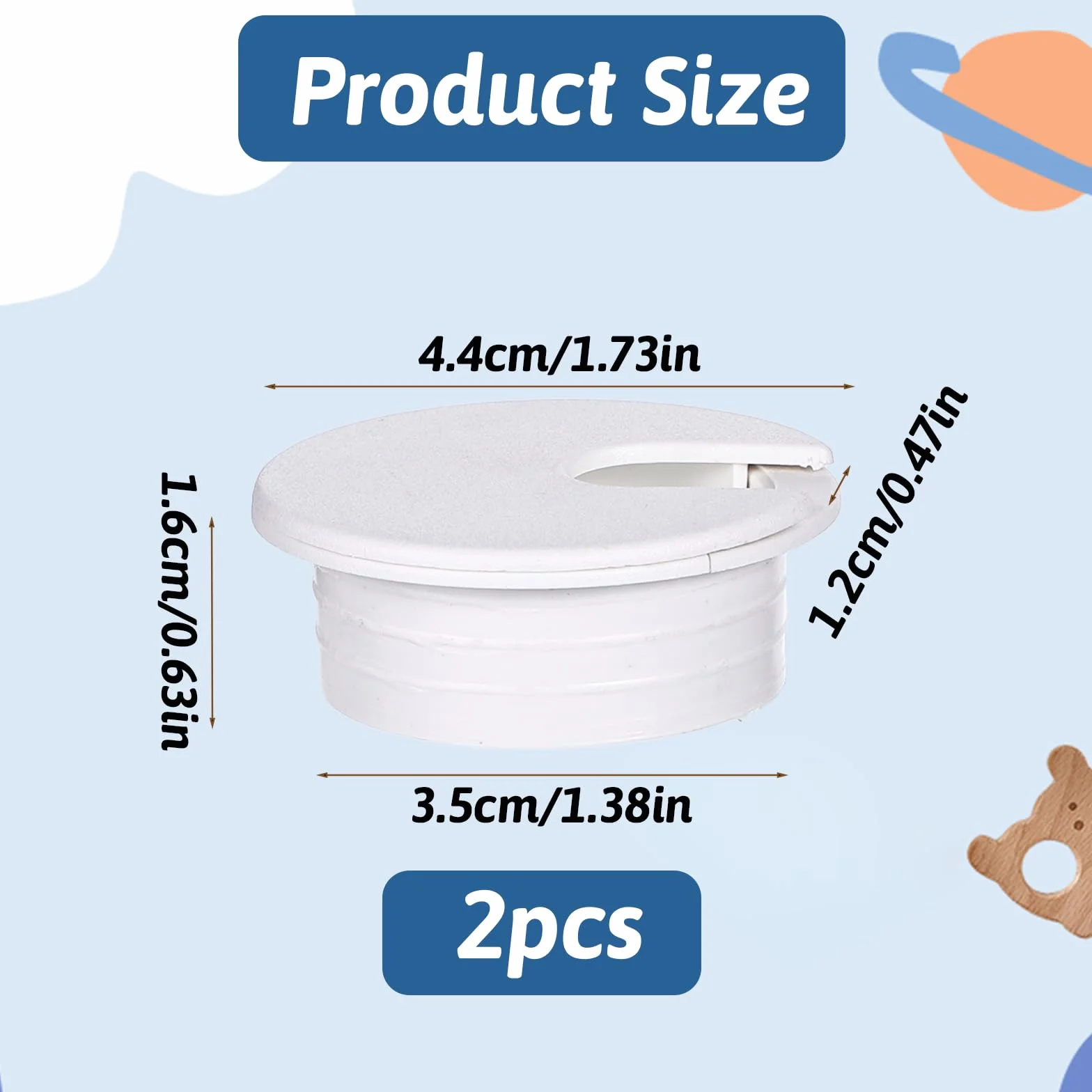 Prasacco 2 passacavo per scrivania, passacavo da 35 mm con 1 sega a tazza, copertura per fori da scrivania in plastica