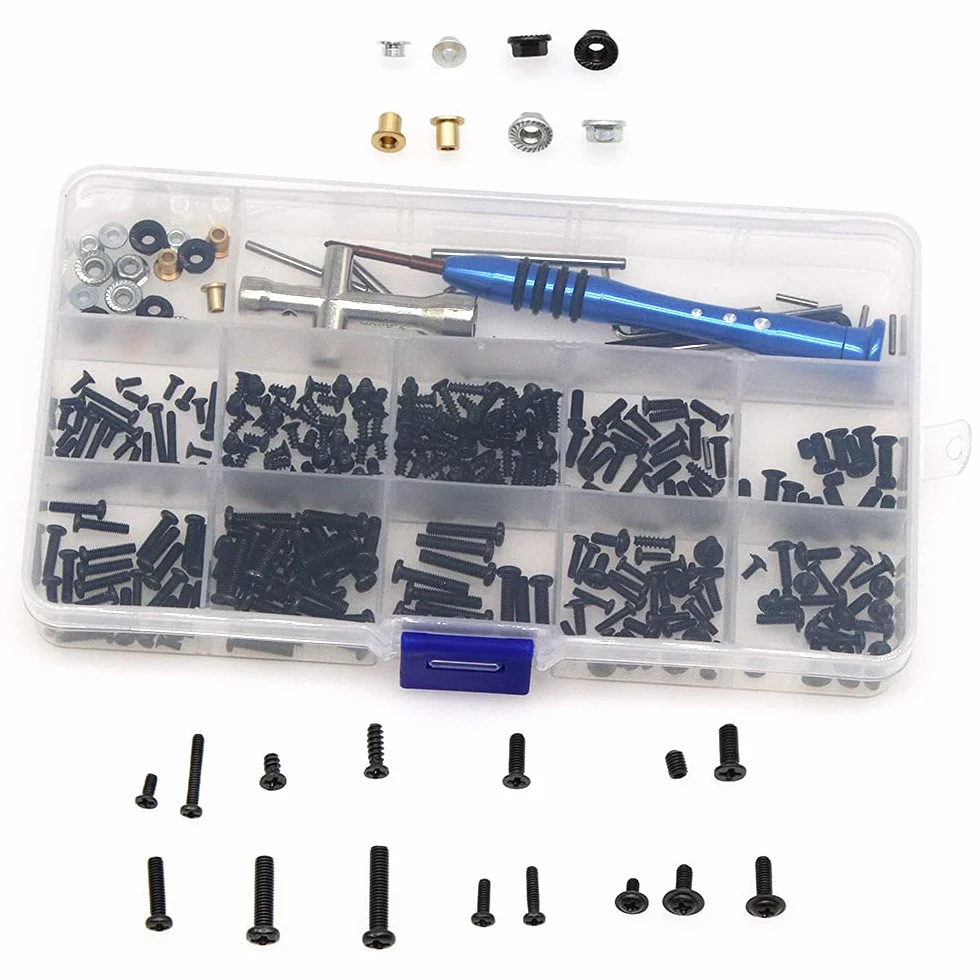 DollaTek RC viti kit scatola strumento forcellone bullone riparazione vite scatola per weili 1/14 144001 RC auto