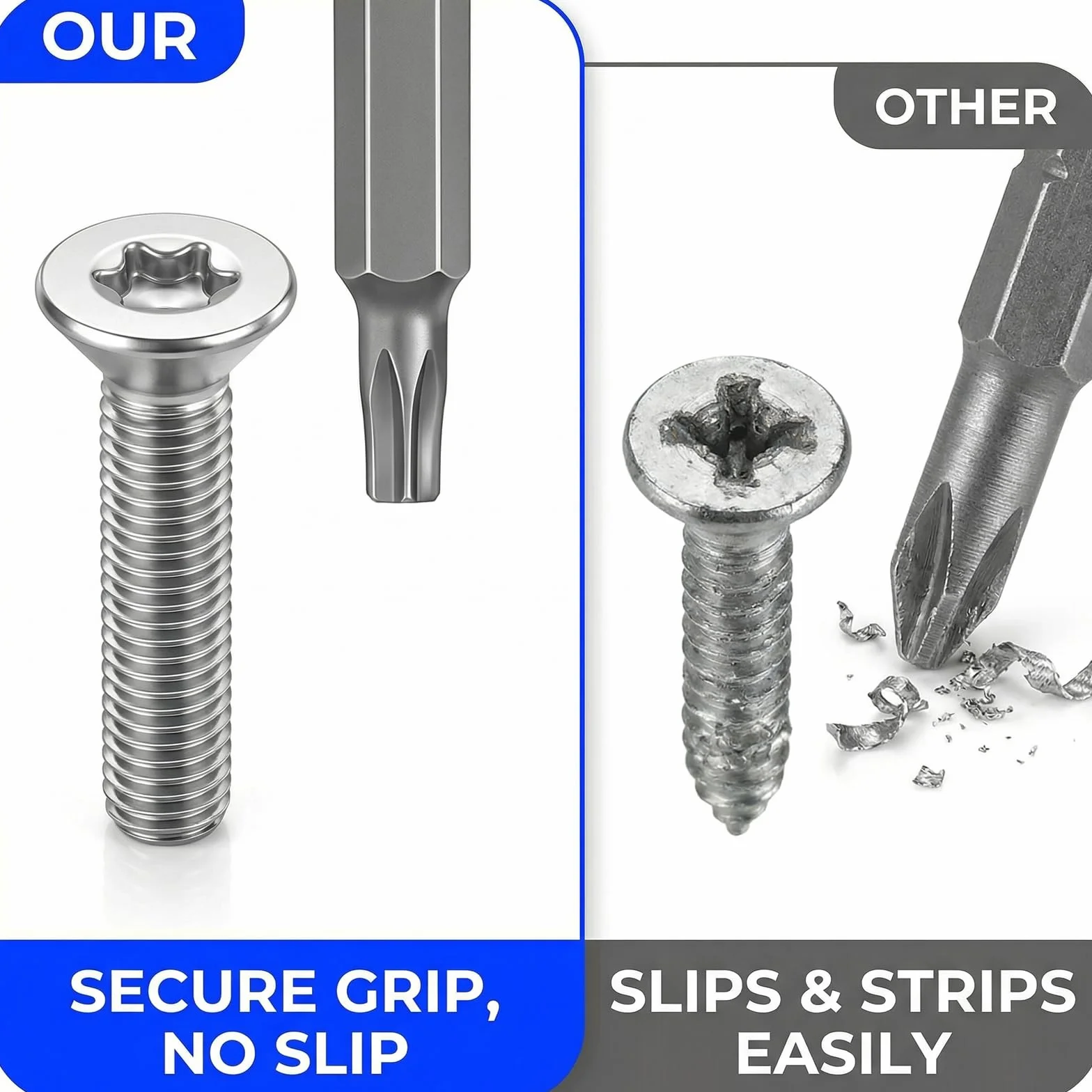 Viti a testa svasata Torx M6x16 mm, 25 pezzi Viti a testa svasata in acciaio inox A2 V2A, M6, filettatura completa metrica, inclusi 2 bit (25/50mm) per mobili, ingegneria meccanica e fai da te