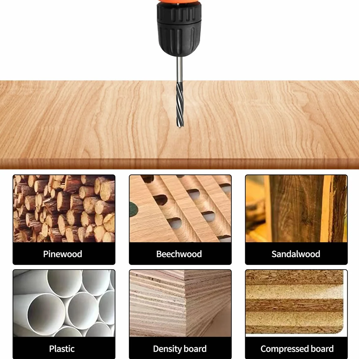 Meccion Professionale Punta per Legno 17mm x 165mm x 2Pcs Autoalimentata Punta per Trapano a Trivella da 1/4 Pollice Esagonale Gambo Spirale Punta per la Lavorazione del Legno