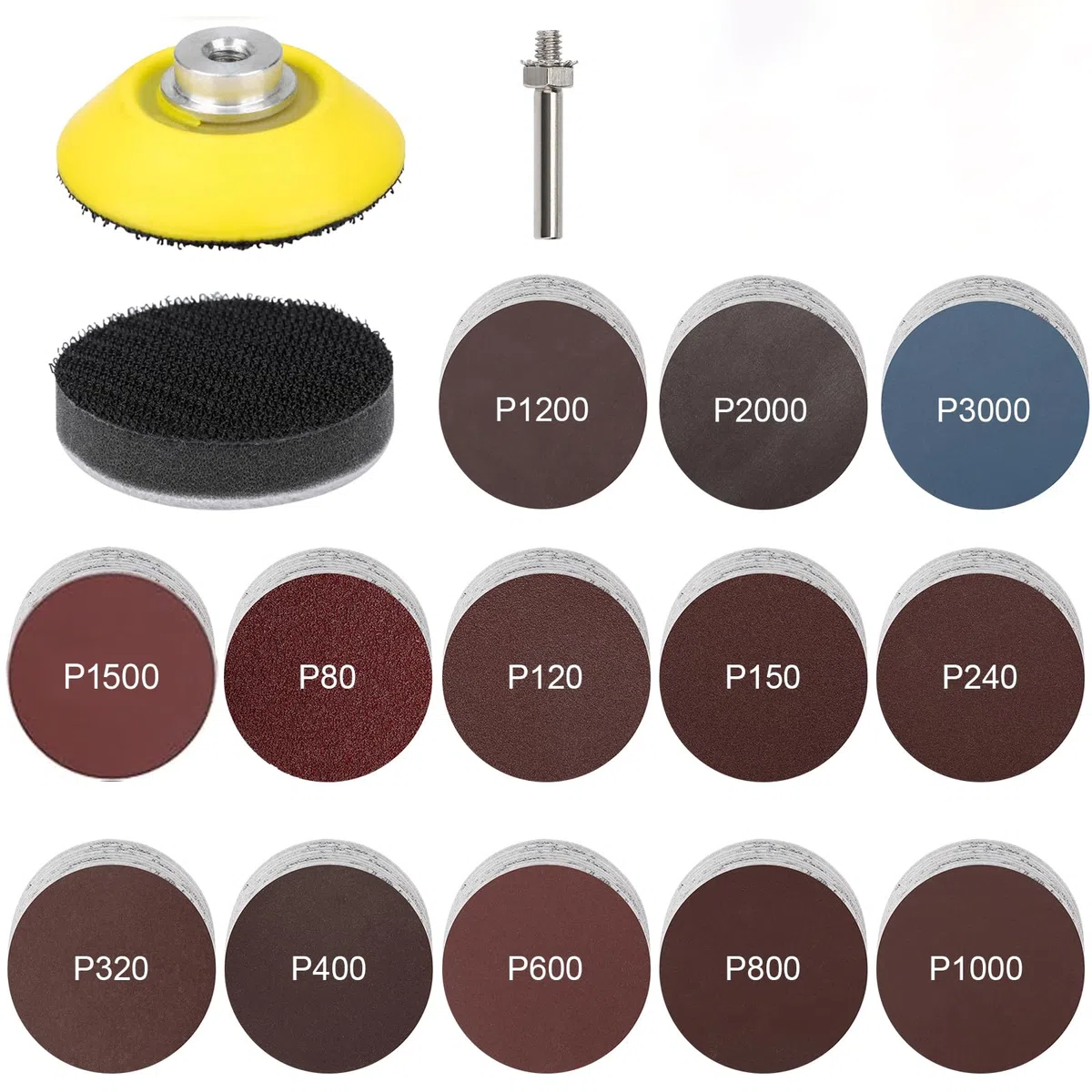 133 Pezzi Dischi Abrasivi 50mm Dischi Carta Abrasiva Grana 80 120 150 320 400 600 1000 1500 2000 3000, Kit di Levigatura Dischetti per legno in metallo auto lucidata