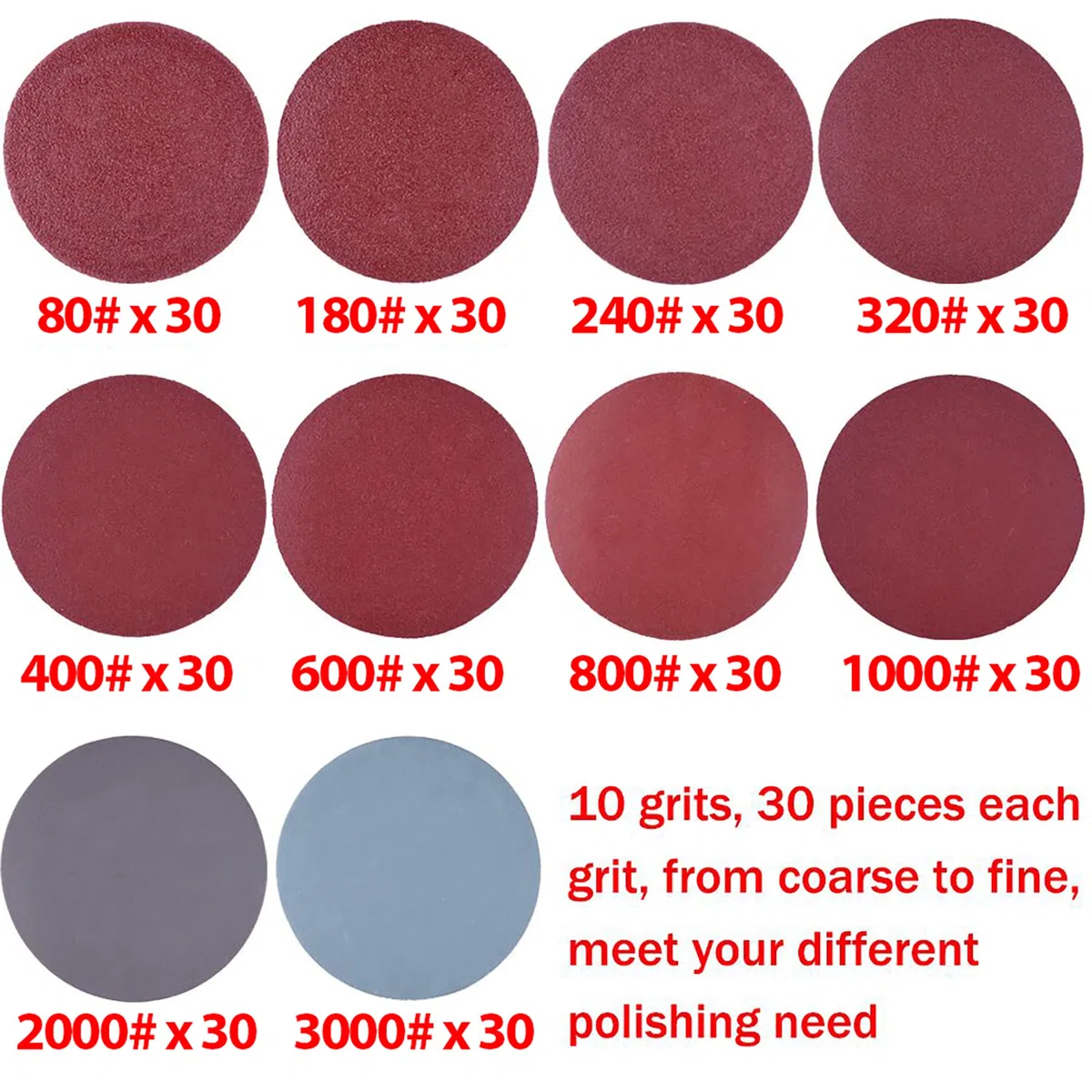 SIQUK 300 Pezzi Dischi Abrasivi 50mm Dischi Di Carta Abrasiva Grana 80 180 240 320 400 600 800 1000 2000 3000