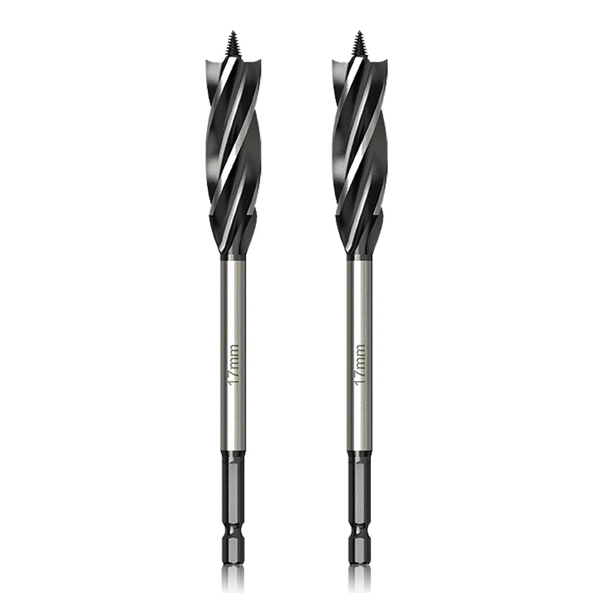 Meccion Professionale Punta per Legno 17mm x 165mm x 2Pcs Autoalimentata Punta per Trapano a Trivella da 1/4 Pollice Esagonale Gambo Spirale Punta per la Lavorazione del Legno