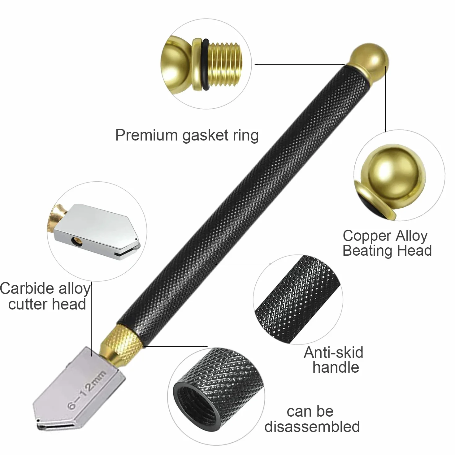 iJiZuo Tagliavetro 2mm-20mm, Tagliavetro Professionale, Carburo con Design Ergonomico Della Maniglia Gamma, per Specchio e Piastrelle in Mosaico di Vetro Spesso