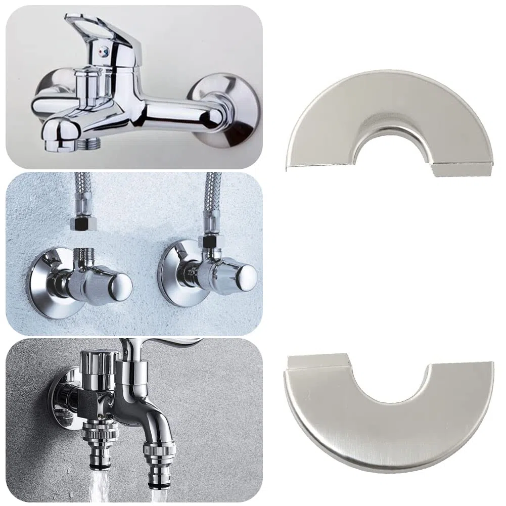 Rosetta per Termosifone, Coperchio del Rubinetto, Rosette per Termosifoni, Acciaio Inox Valvola, in Collare Argento 25mm Foro, 4PCS