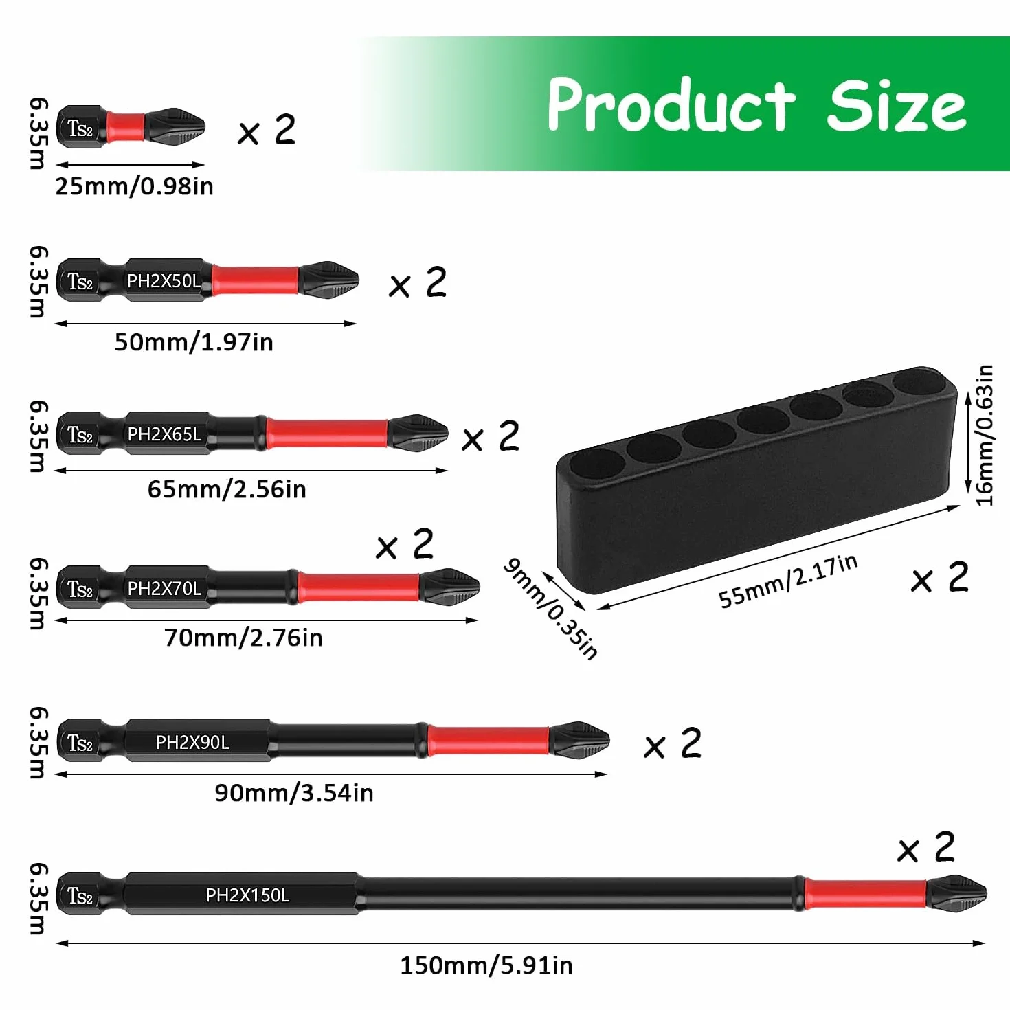 12 Pezzi Set da Inserti per Avvitatore Professionali, 25mm/50mm/65mm/70mm/90mm/150mm Punte Avvitatore Magnetiche, Snodo Avvitatore per Vari Fai da te e Lavorazione del Legno (1)