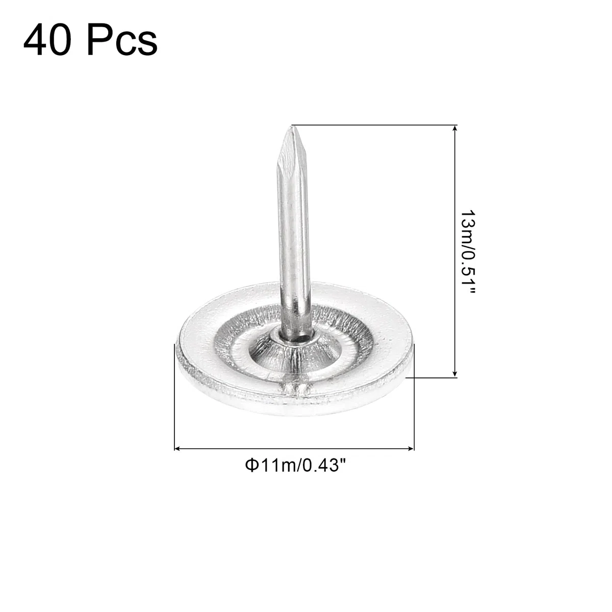 QUARKZMAN 40pz Chiodi per Rivestimenti, Testa Piatto 11mmx13mm Chiodi Decorativi per Mobili Puntine per Mobili Divani Testate, Bianco