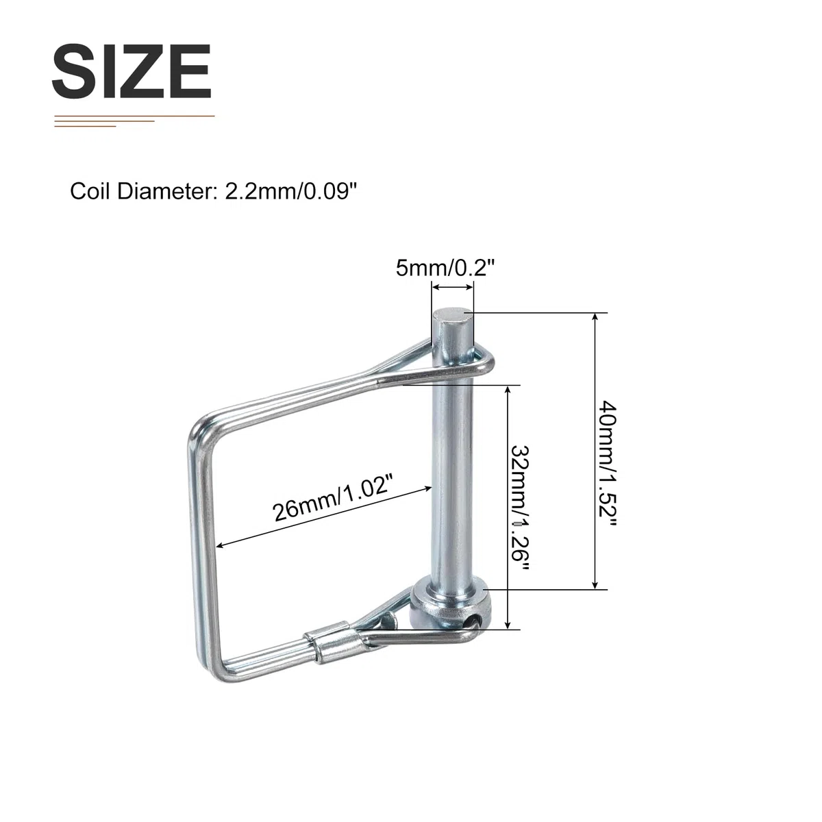 DTGN 5mm x 40mm (Dxl) Spina Bloccaggio Albero - 2 Pezzi - Ideale per Rimorchi Agricoli Prati - Perno Attacco per Rimorchio Quadrato Acciaio Al Carbonio - Tonalità Argento
