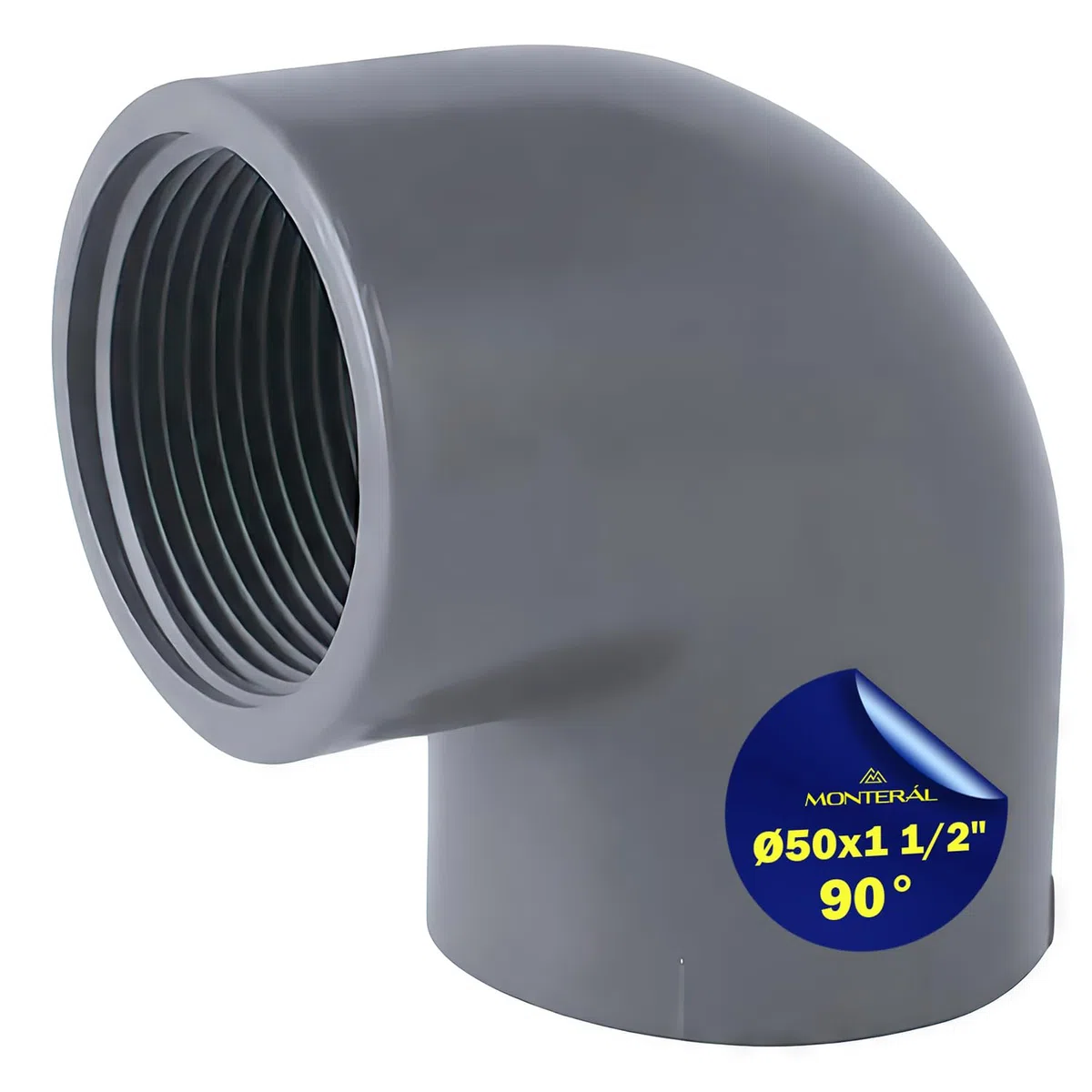 Tubo Gomito PVC U con Angolo di 90° Ø 50 mm x 1 1/2” Ha un Collegamento a Colla e Filettature Interne - Garanzia di 10 Anni - MONTERAL