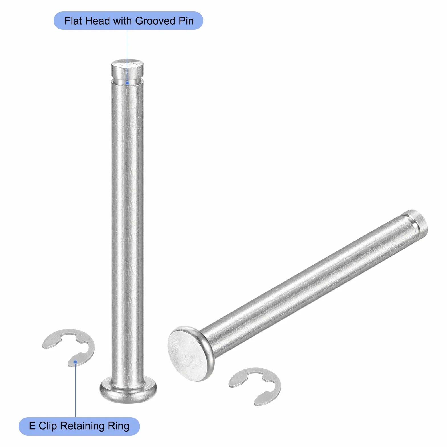 QUARKZMAN 10Set M5x50mm Perno Posizionamento Cilindrico Elastico Albero Acciaio Inossidabile 304, Perno Posizione Cilindro Cerniera Scanalato Testa Piatta con Ring Fissaggio Clip E, Argento