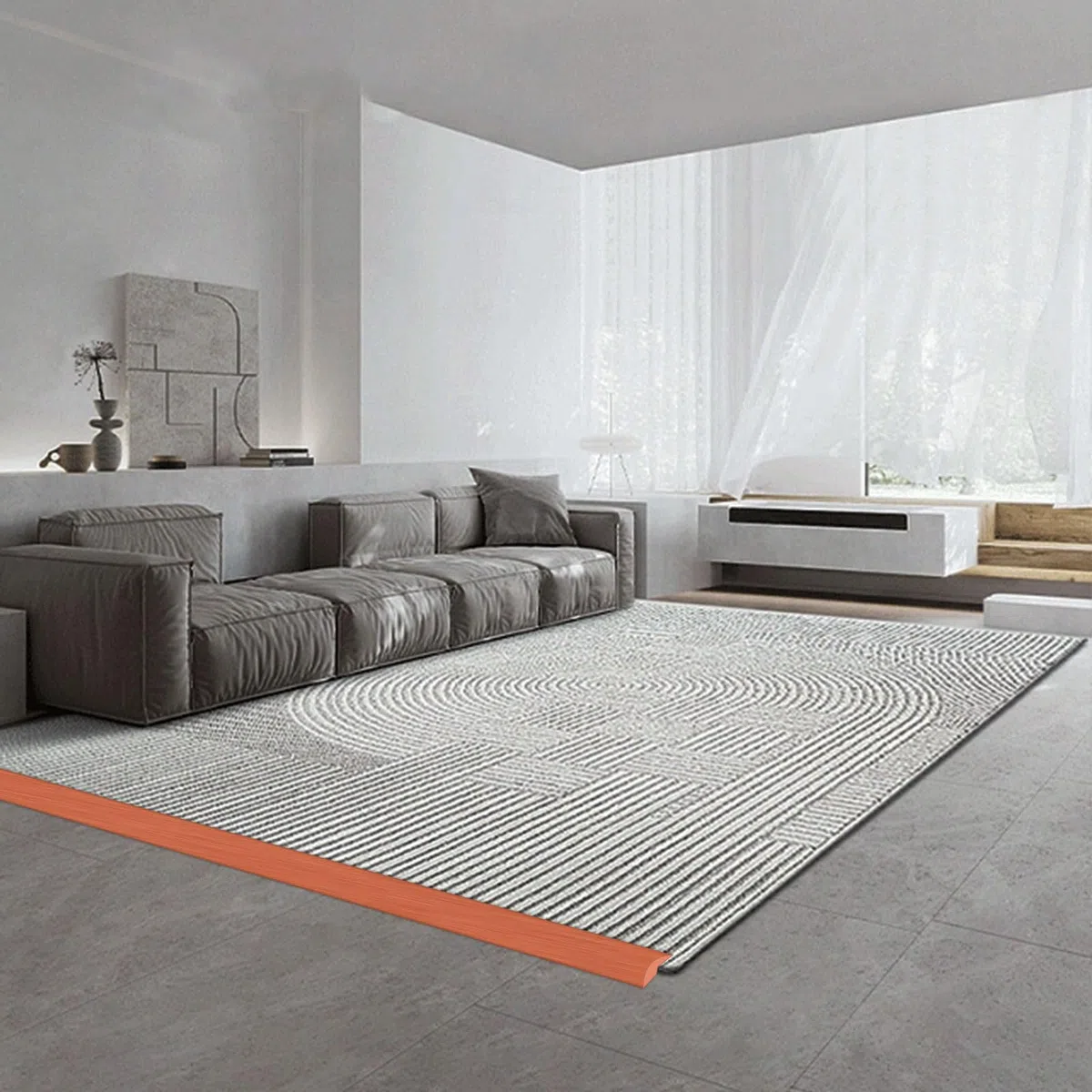 100cm Striscia di Soglia, Strisce di Rivestimento per Porte per Tappeti, Strisce Divisorie Autoadesive per Pavimenti a Soglia con Moquette, Altezza di Transizione Inferiore a 5 mm (Teak)
