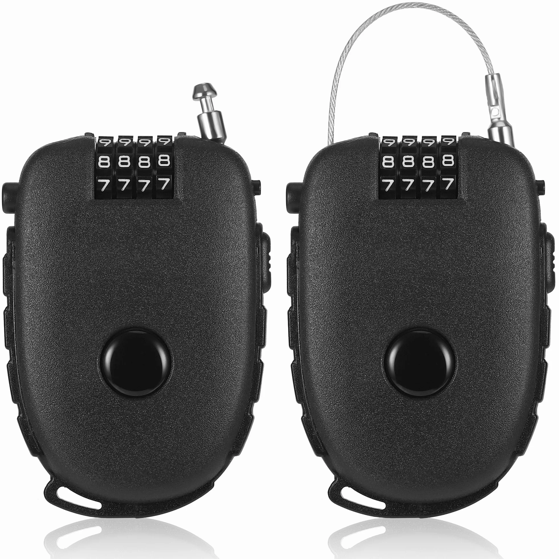 Lucchetto Cavo Retrattile 130cm, 2 Pezzi con Combinazione 4 Cifre, per Casco Moto e Bici, Antifurto Antiruggine, per Bagagli, Sci, Elettrodomestici