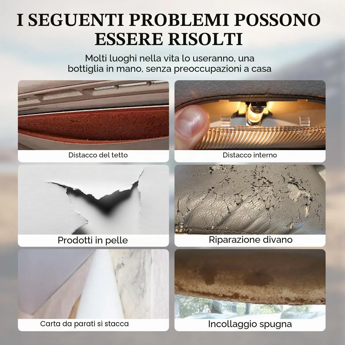 100 ml Headliner Repair Glue, Adesivo di Riparazione per il Cielo dell'auto,Colla per Riparazione del Cielo dell'Auto Adesivo Potente per Tessuto e Interno,per Tutti i Tipi di Pelle, con Pennello