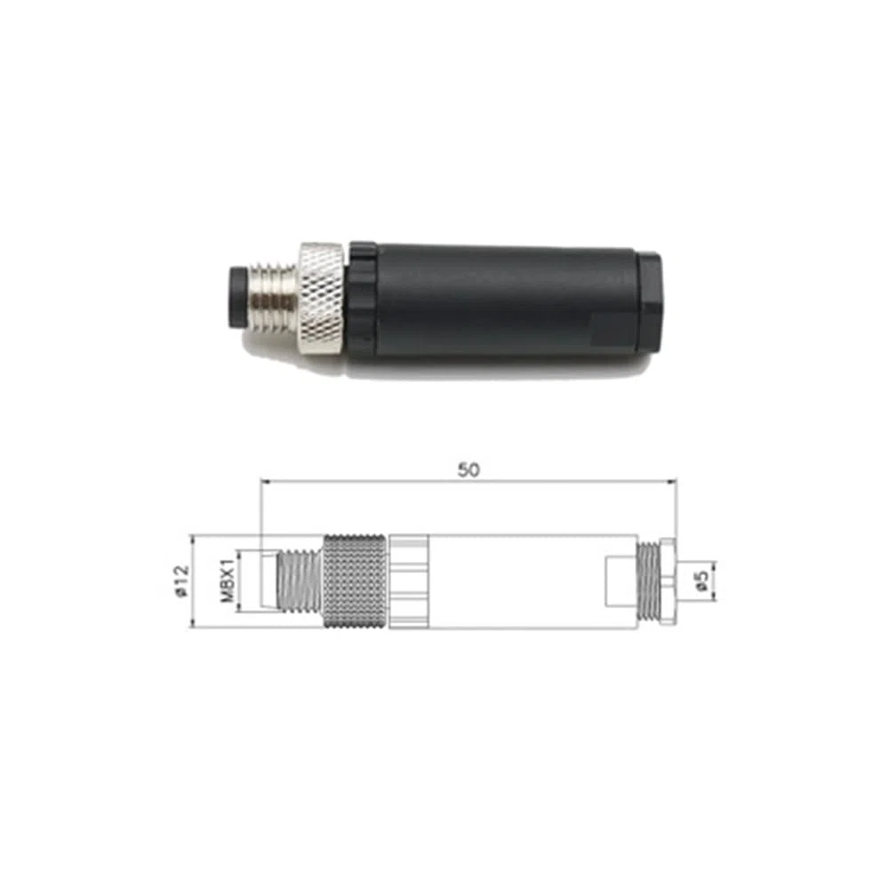 M8 connettore a 4 poli, M8 4 pin maschio installabile in loco 8mm IP67 impermeabile connettore circolare industriale collegamento a vite non schermato per uso esterno 60V 4A AC/DC