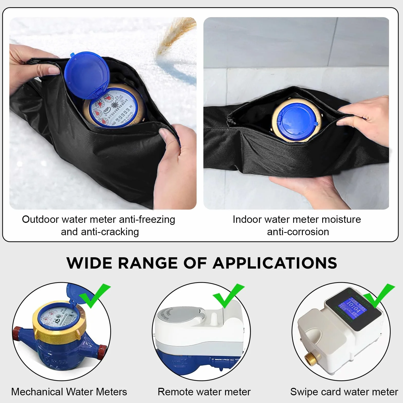 Coprirubinetto Antigelo per Esterni, 55x25cm Copri Rubinetto Antigelo, Coperchio Isolato per Contatore Acqua, Universale Copertura Isolante Contatore Acqua, Protezione Invernale dei Tubi