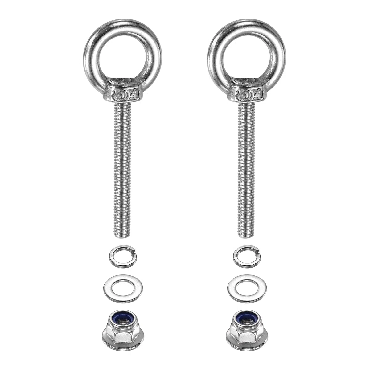 PATIKIL M5 X 40mm Bullone Ad Occhiello Con Spalla 2 Pezzi 304 Acciaio Inossidabile Anello Di Sollevamento Bullone Ad Occhiello Filettato Con Dadi A Flangia Di Bloccaggio Molle Interno