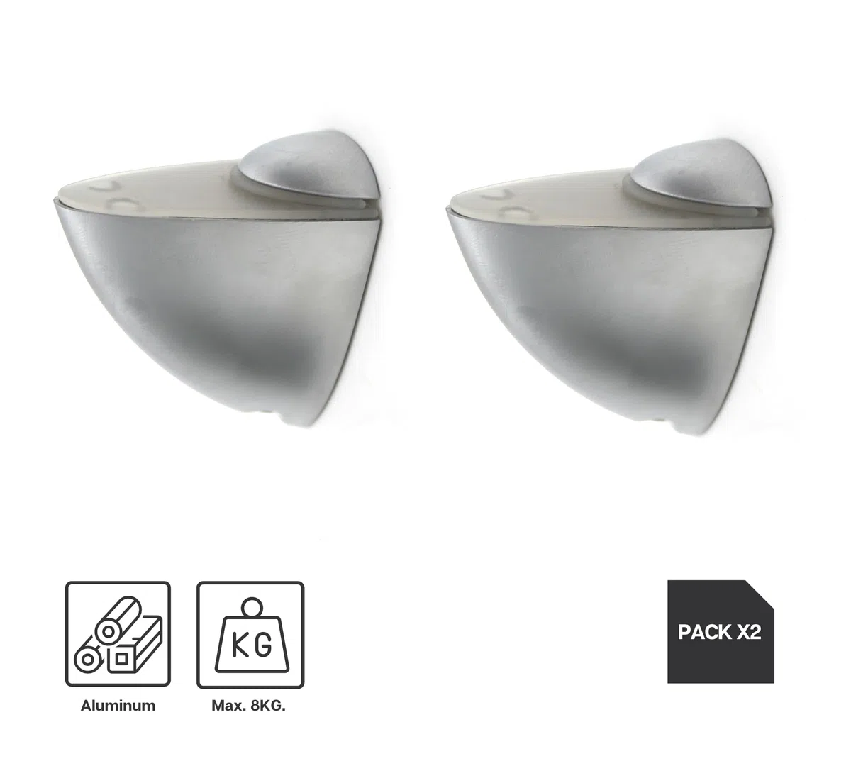 DOJA Barcelona | Reggimensola Pellicano | 2 Pezzi | Reggi Mensola MAX: 25mm | Carico Massimo: 10 kg | Alluminio | Tasselli Supporto per Mensole in Legno e Vetro, Mensole da Muro, Staffe Mensole
