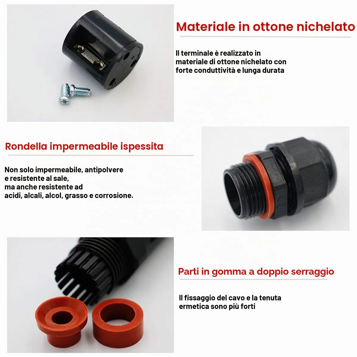 Scatola di Giunzione Impermeabile IP68, 3 Pezzi Connettore Stagno Manicotto di Collegamento Cavo Sotterraneo del Area Esterna 3 Poli per Diametro del Cavo Ø1-13mm