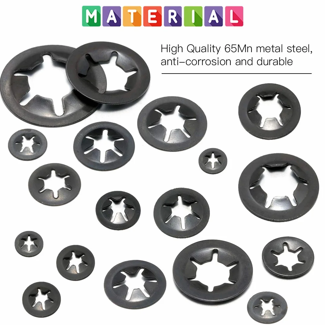 Glarks 280Pcs Dente Interno Star Lock Push On Rondelle di Blocco Clip di Velocità Fissanti Assortimento Kit