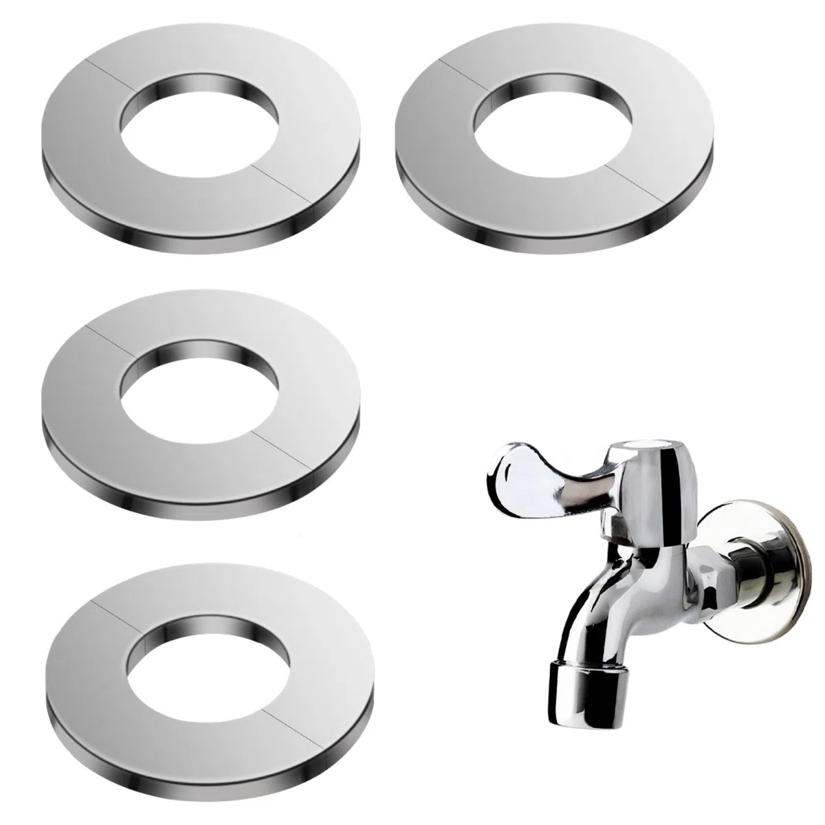 Rosetta per Termosifone, Coperchio del Rubinetto, Rosette per Termosifoni, Acciaio Inox Valvola, in Collare Argento 25mm Foro, 4PCS
