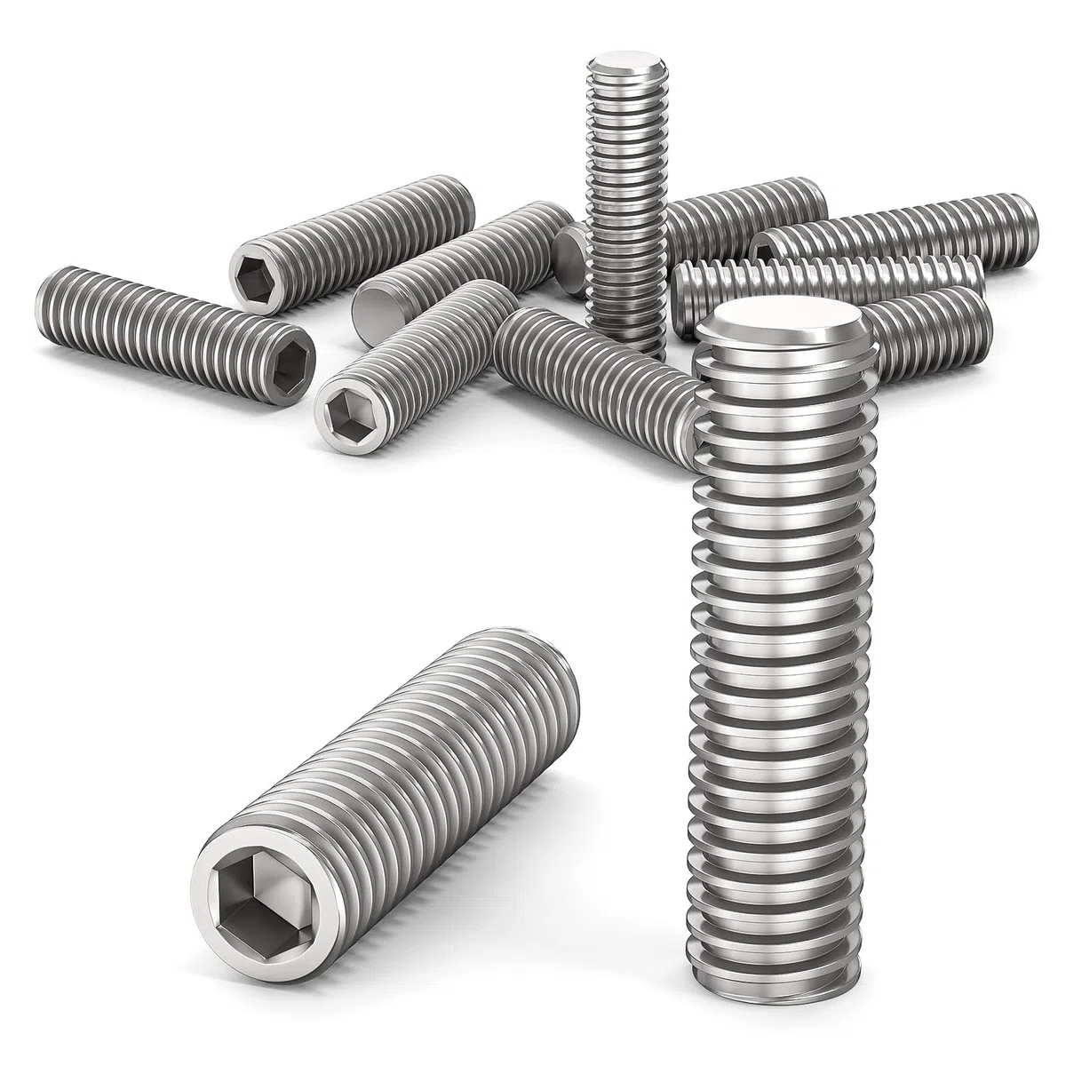 ORTAVA 10 viti senza testa, viti filettate M8 x 30 mm, DIN 913/ISO 4026 con esagono incassato (ISK) e tappo conico, vite senza testa in acciaio inox (argento)