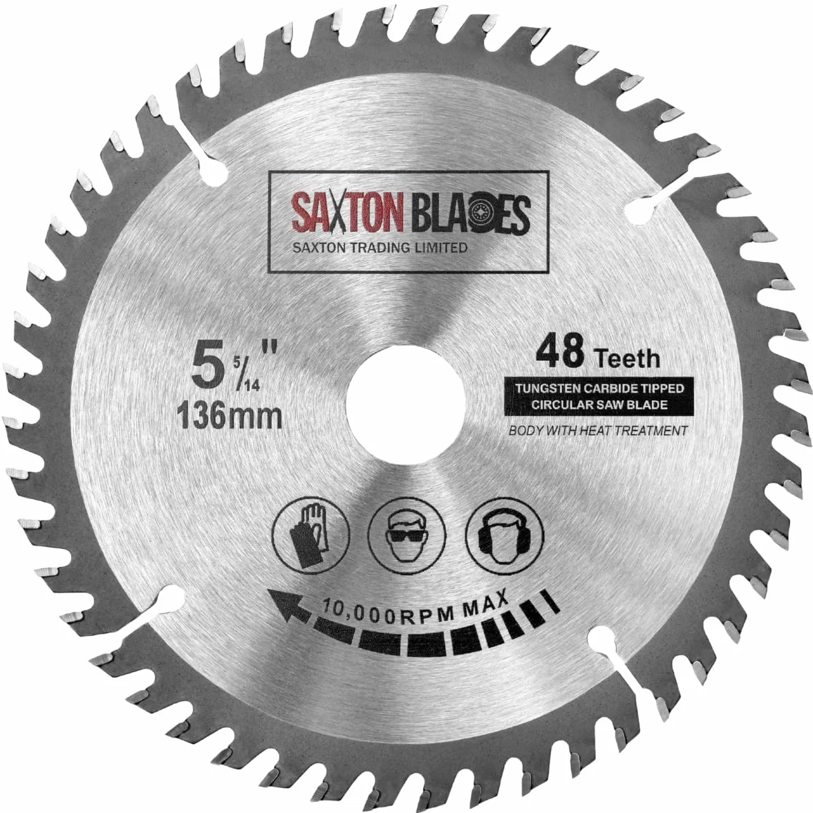 Saxton TCT - Lama per sega circolare per legno, 136 mm x 20 mm (anello da 16 mm) x 48 denti, compatibile con Bosch Makita ecc