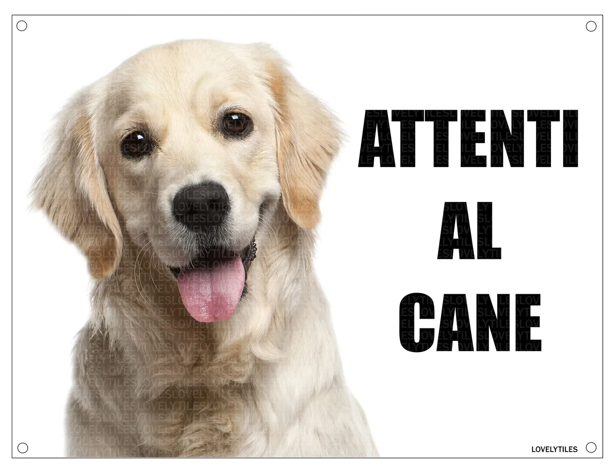 GOLDEN RETRIEVER attenti al cane mod 1 TARGA cartello IN METALLO (15X20)