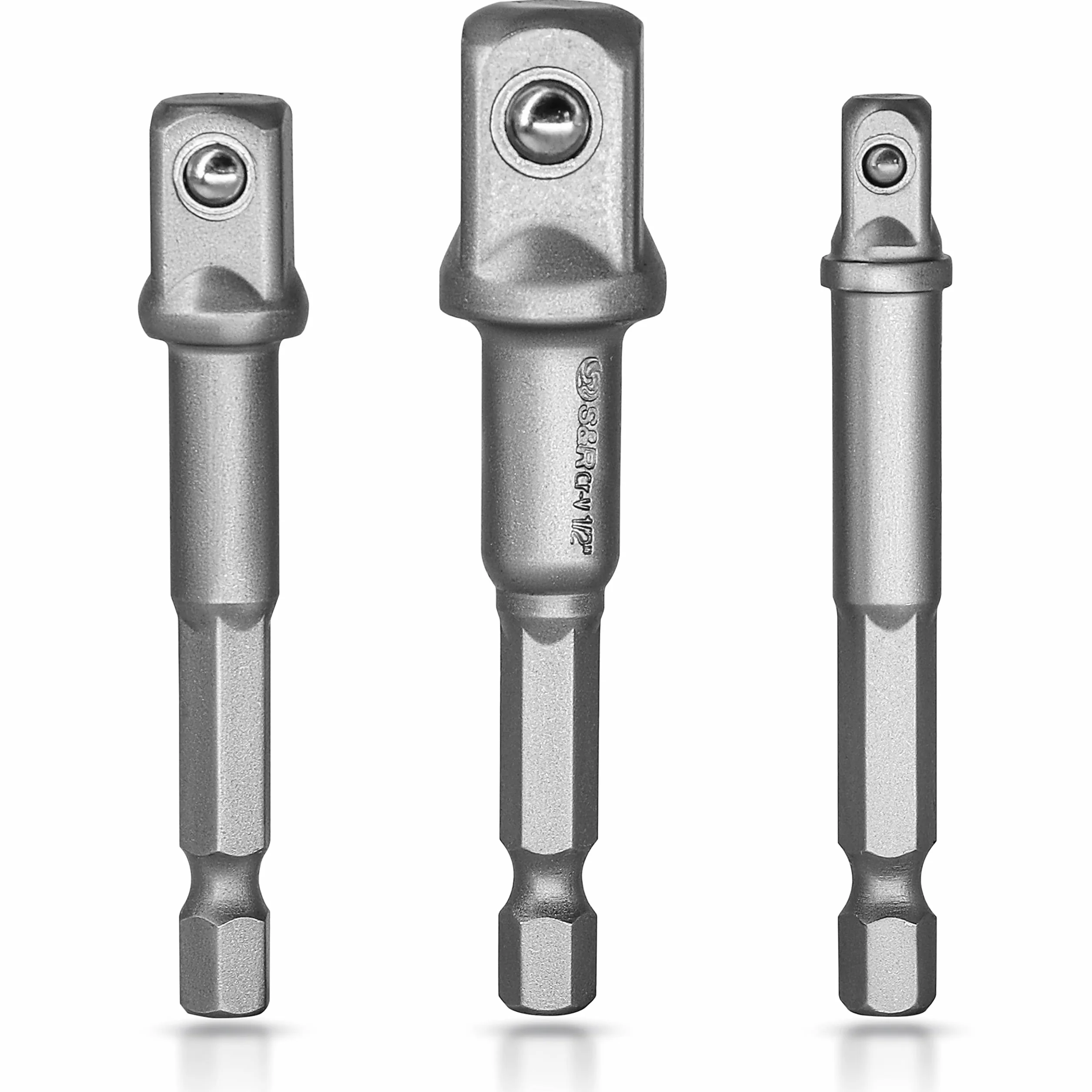 S&R Set Adattatori Chiavi a Bussola Trapano Chiave a impatto 1/4-1/2-3/8 da esagonale a quadrato