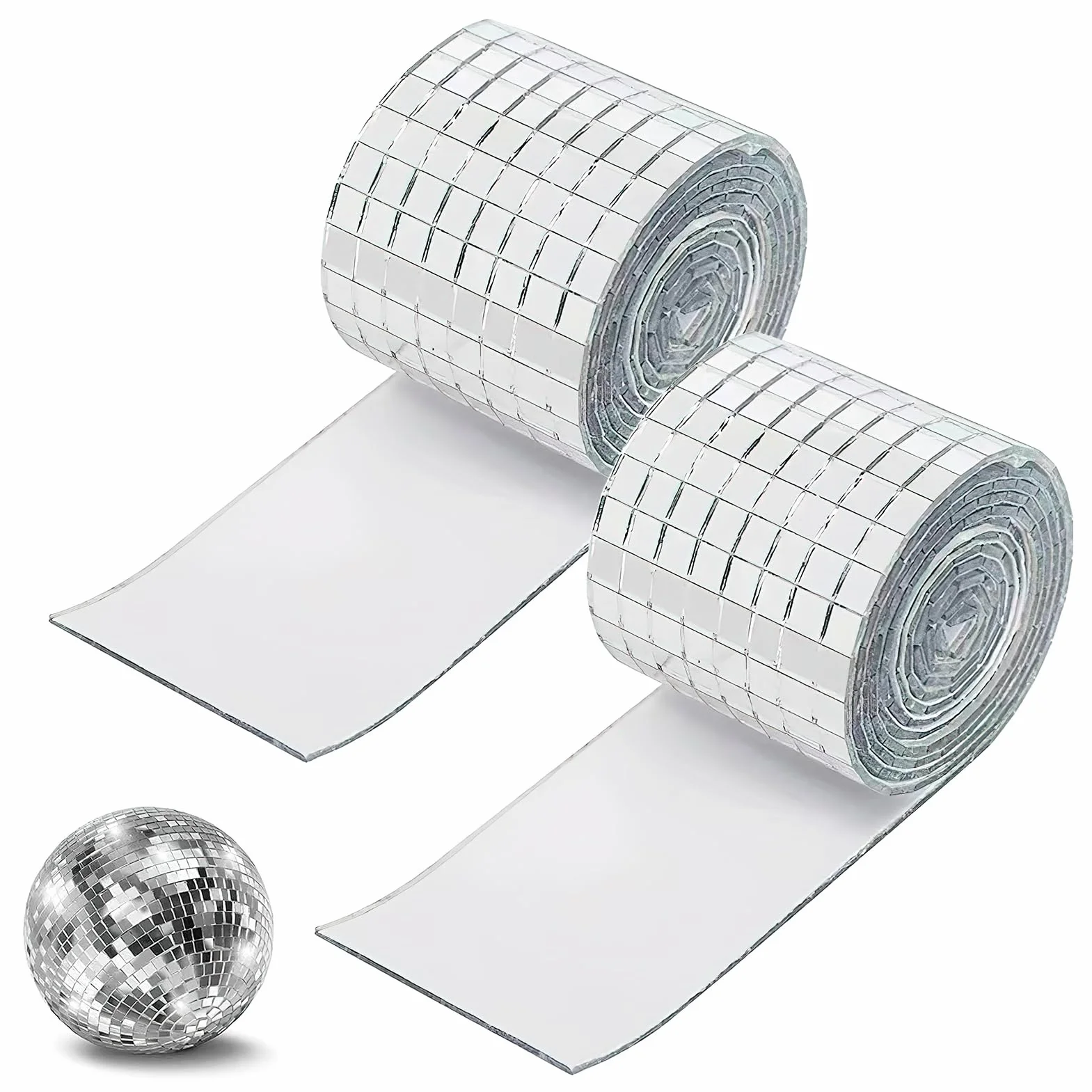 2 Rotoli di Piastrelle Mosaico a Specchio in Vetro Autoadesive,3200 Pz Mini Piastrelle di Vetro Autoadesive di Mosaico 5x5mm per Decorazioni Fai Da Te, Artigianato, Progetti Creativi - Argento