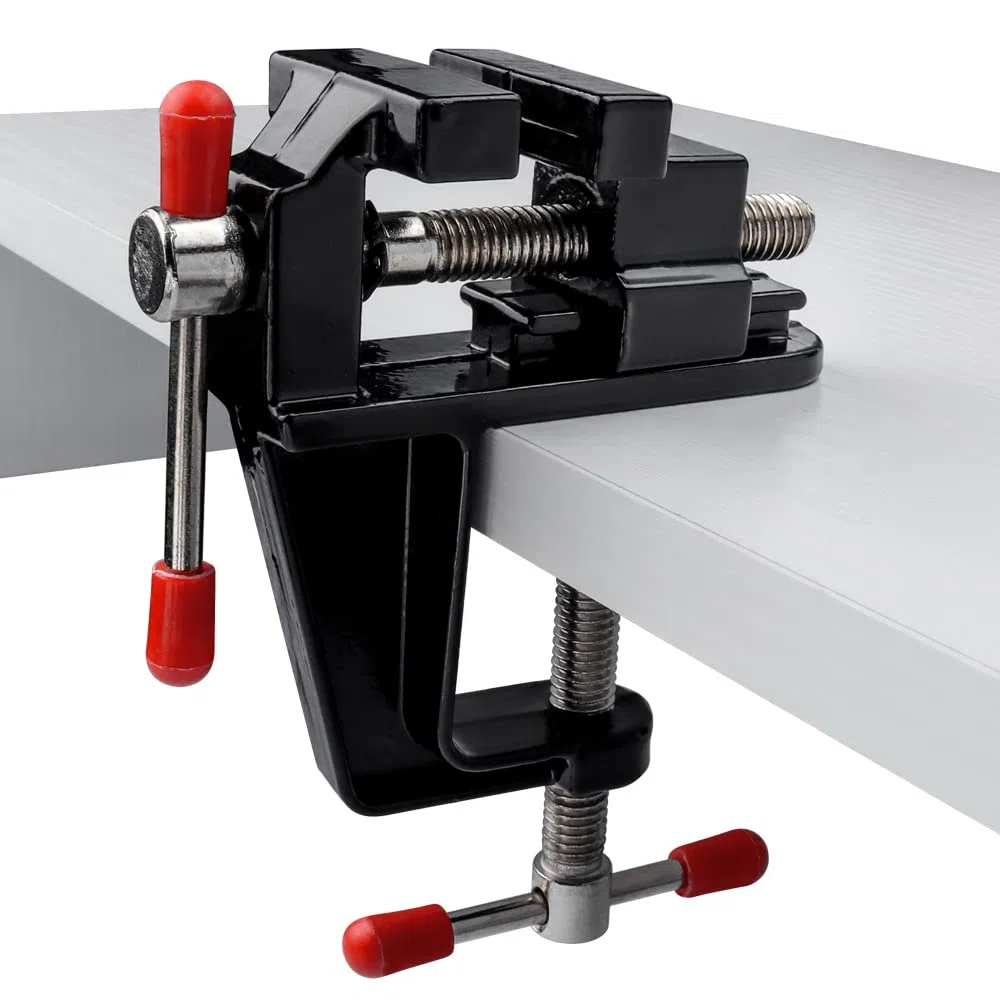 Mesee Mini Morsetto da Tavolo Universale, Micro Morsa da Tavolo per Trapano, Morsetto di Serraggio in Lega di Alluminio per Riparazioni, Scultura, Modellismo, Lavori Manuali