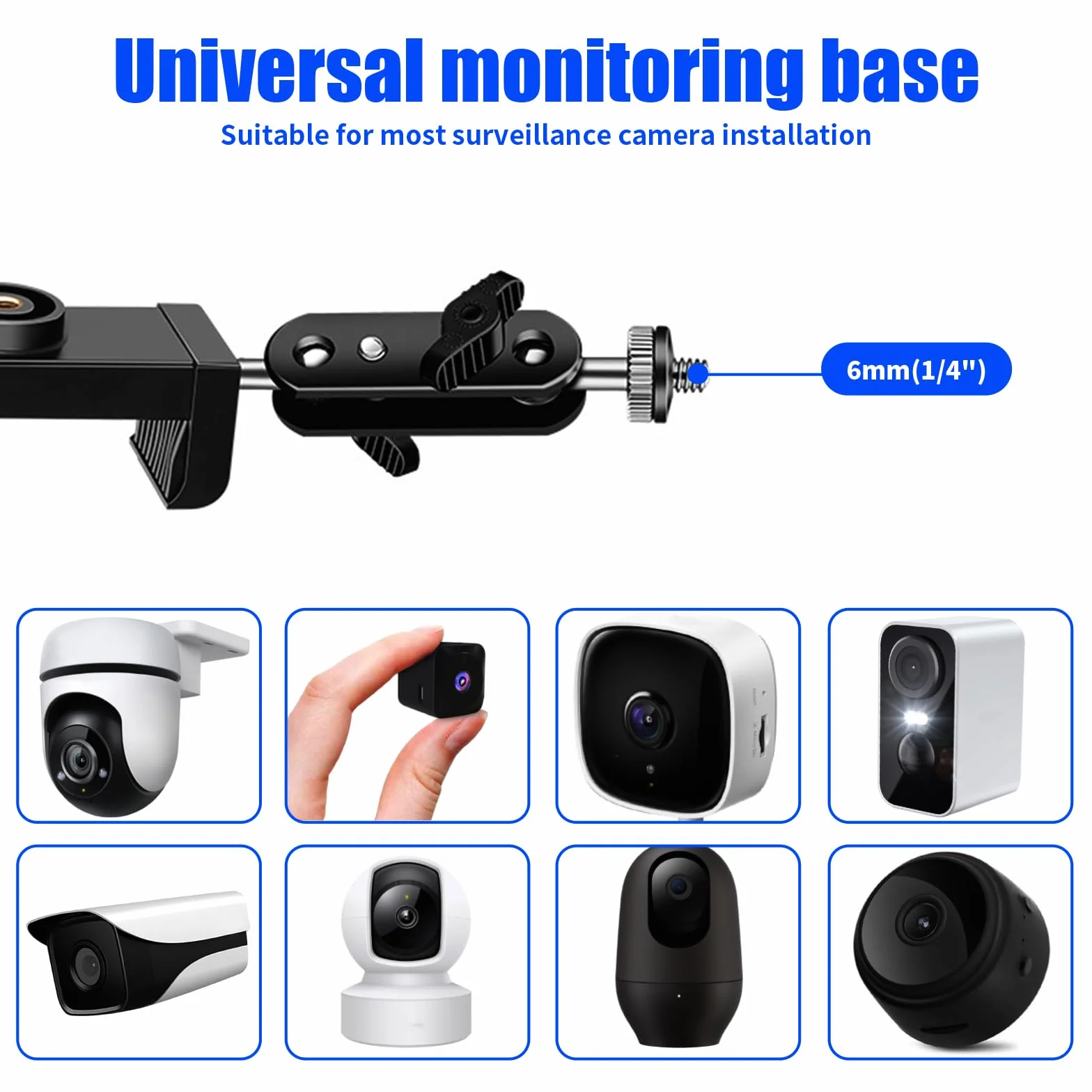 Supporto Telecamera, Staffa Telecamera Staffa Palo Parete Regolabile 360 Gradi Sorveglianza Supporto da Parete Staffe di Monitoraggio, Fotocamera Sorveglianza Clip per Interno e Esterno, Nero