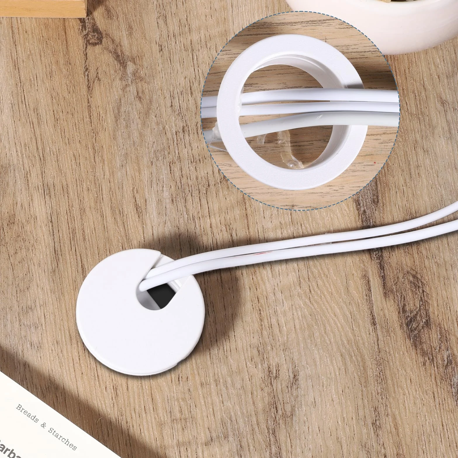 Prasacco 2 passacavo per scrivania, passacavo da 35 mm con 1 sega a tazza, copertura per fori da scrivania in plastica