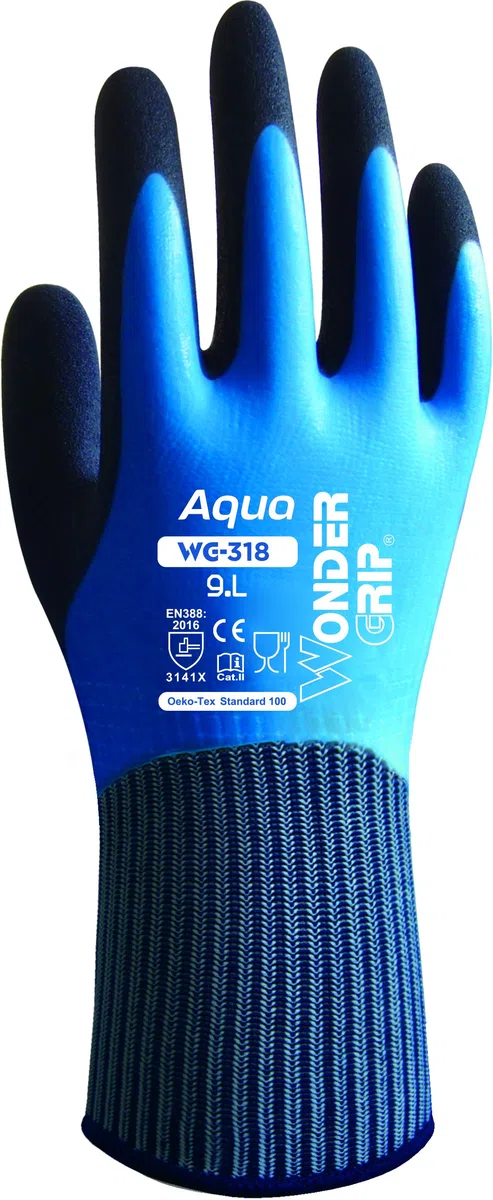 Wonder Grip WG-318 Aqua guanti impermeabili, blu / nero, XL / 10
