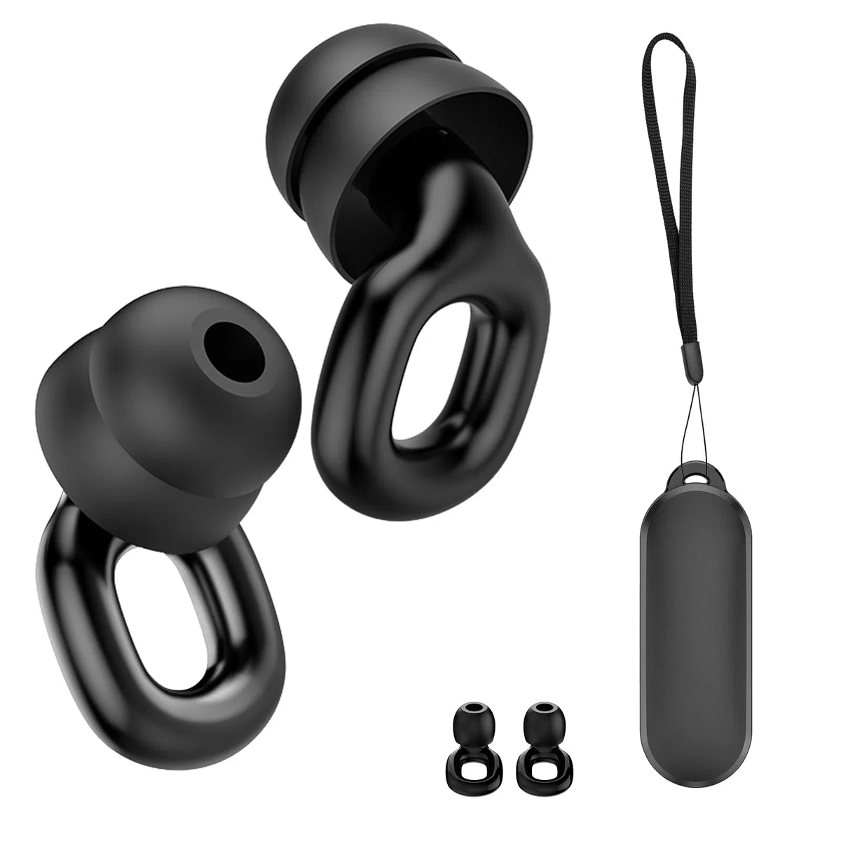 Tappi Orecchie Dormire, 36dB Tappi per Orecchie Silicone Antirumore con Gommini Singoli/Doppi, per Sonno, Concentrazione, Sensibilità Rumore e i Viaggi - 7 Paia in S/M/L, Nero scuro