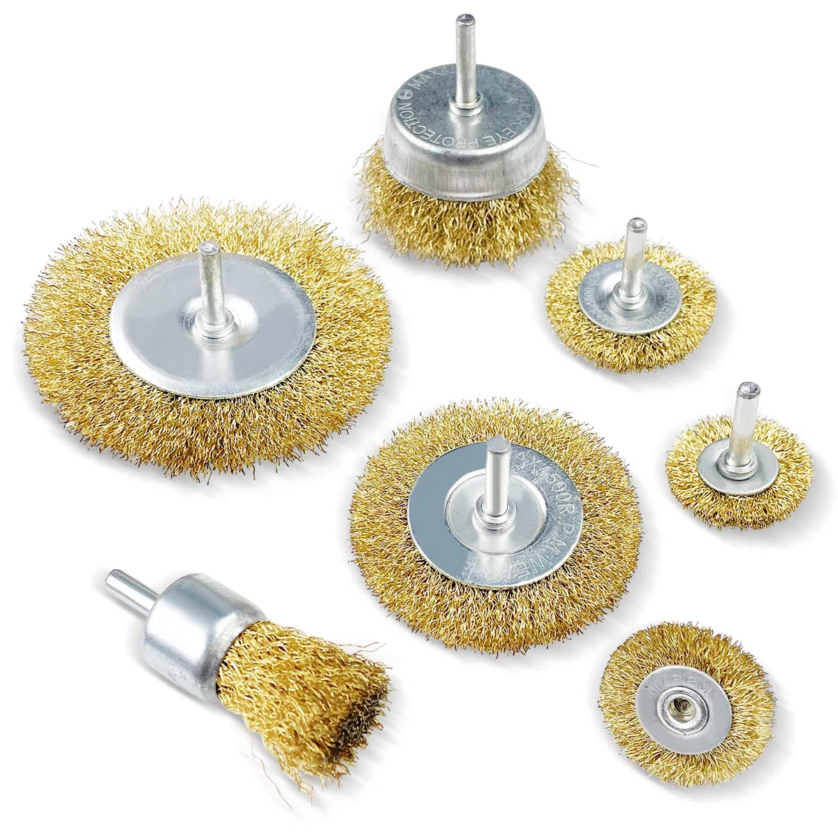 Fousenuk 7 Pezzi Spazzole Metalliche per Trapano, Spazzola di Ferro con Codolo da 1/4 di, Spazzola Ottone Metallica Acciaio Lucidatura Pulito per la Rimozione di Ruggine/Corrosione/Vernice