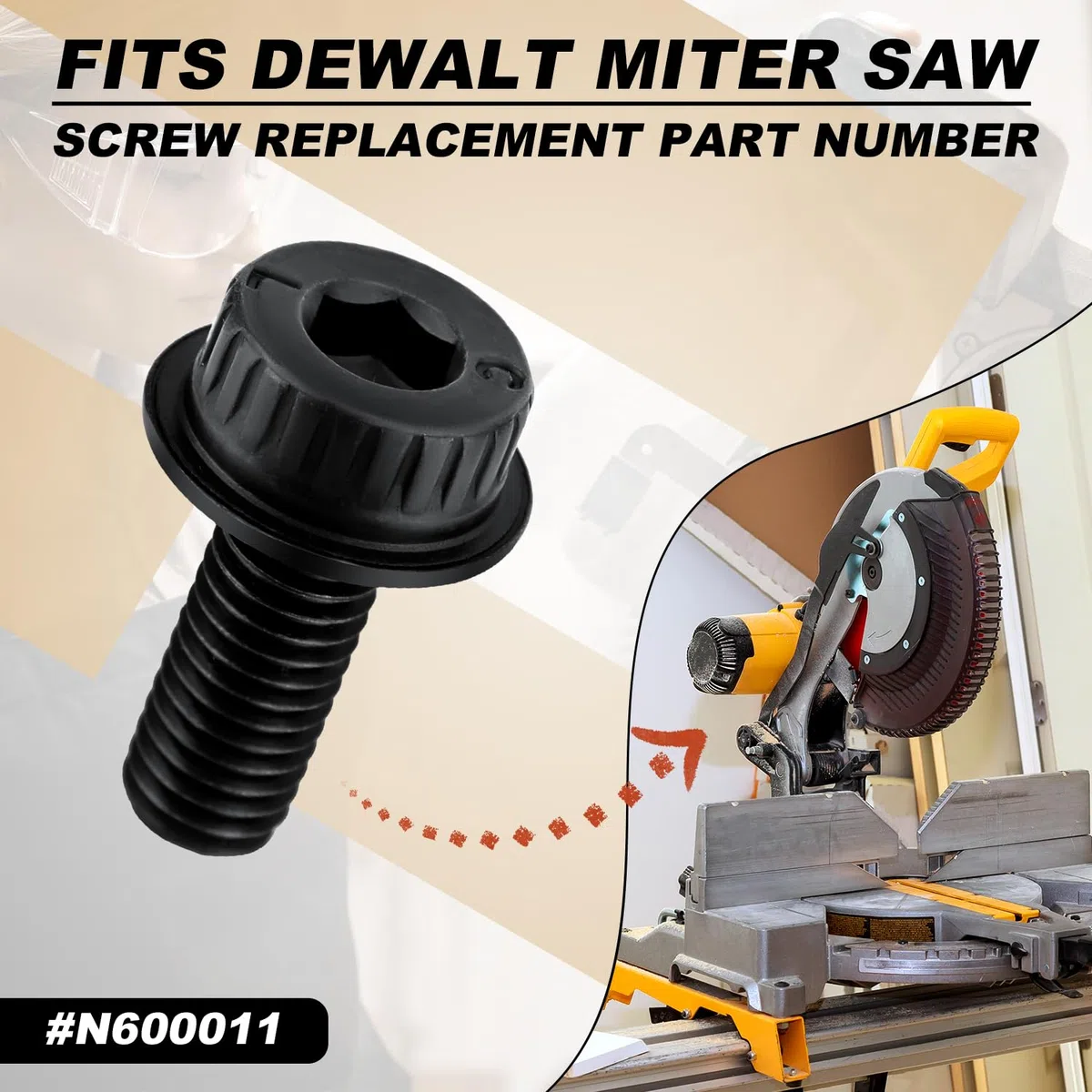 2pz Bulloni per Lame per Seghe Troncatrici, N600011 Bullone di Ricambio per Lame per Seghe Troncatrici Accessori Compatibili con Dewalt Serie di Modelli di Seghe Troncatrici
